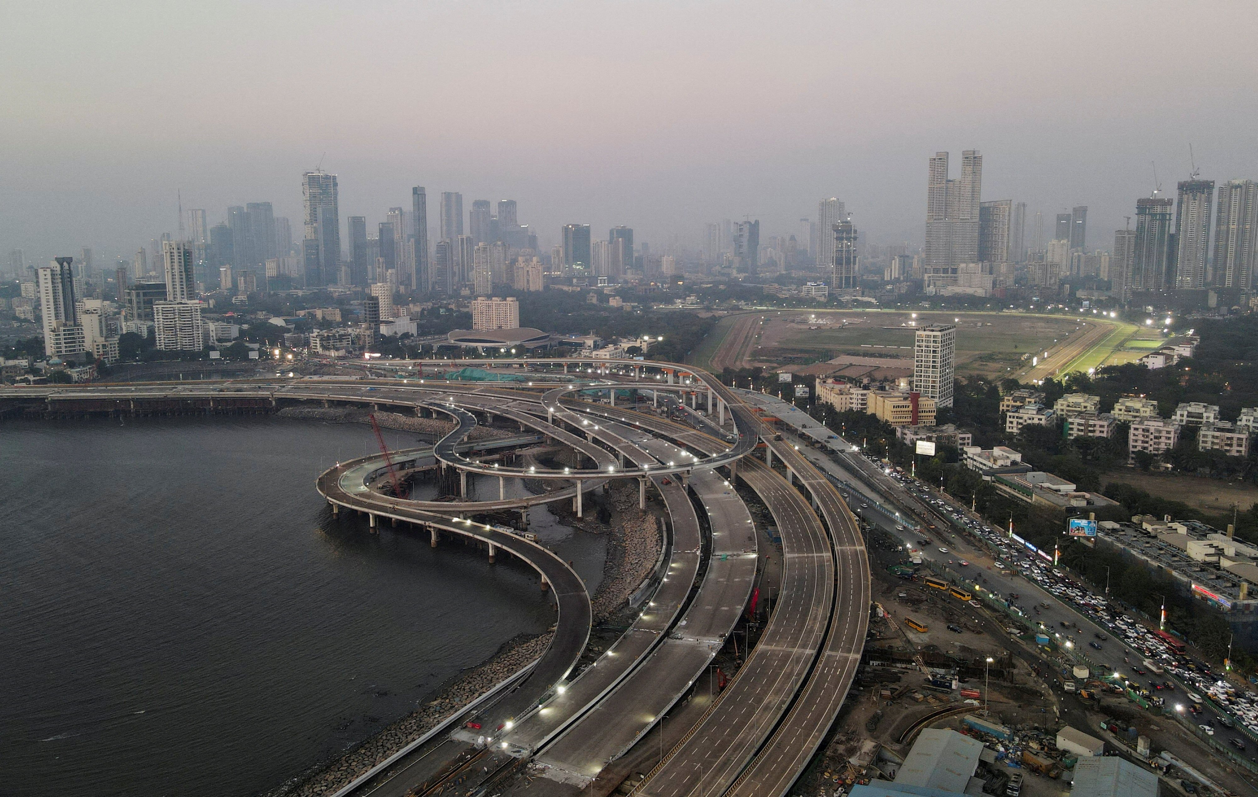 Construction work on a coastal road in Mumbai, India, in March. Photo: Reuters