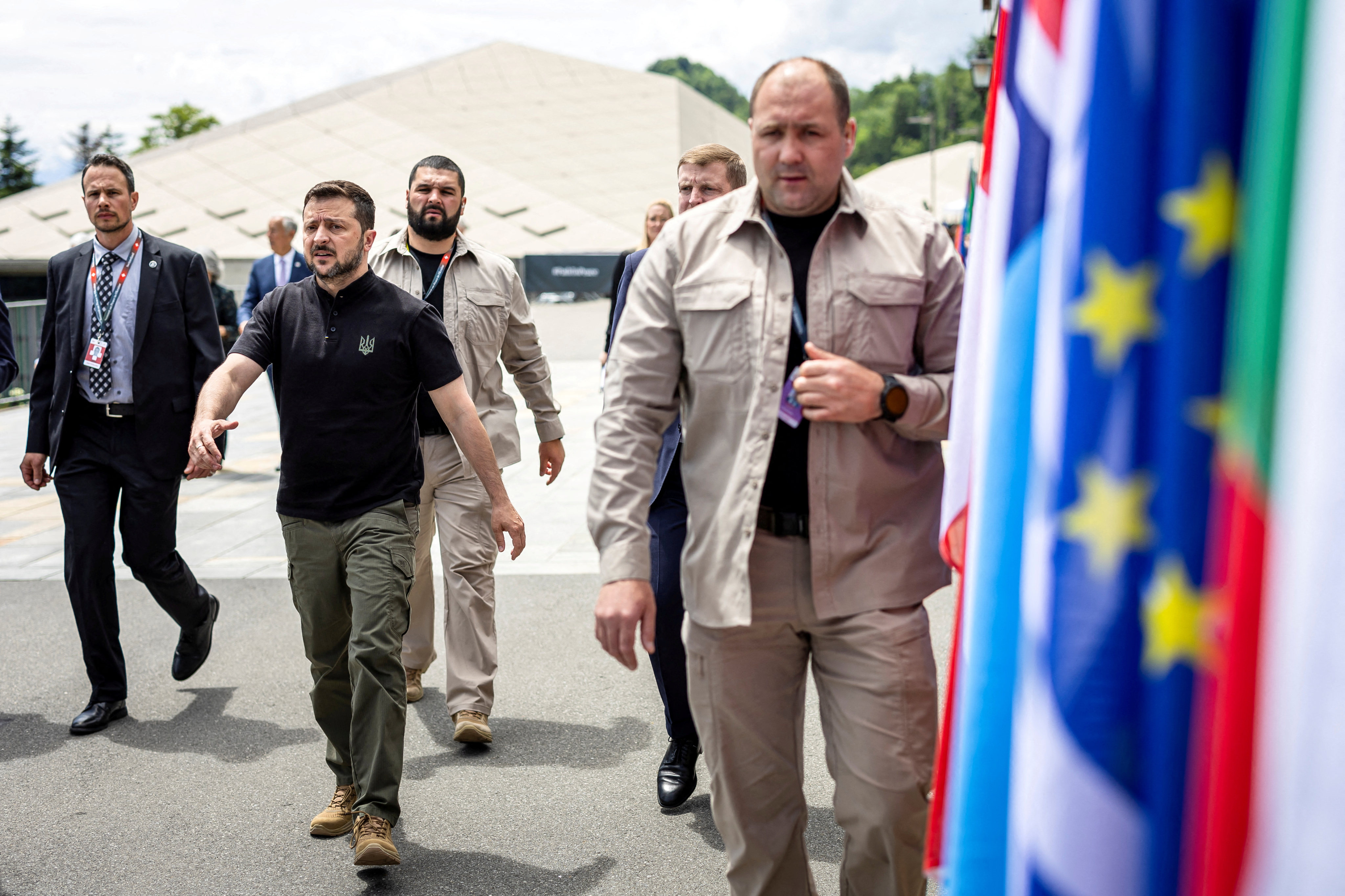 Ukrainian President Volodymyr Zelensky, centre, during the Summit on Peace in Ukraine in Stansstad, Switzerland on June 16. Photo: Reuters