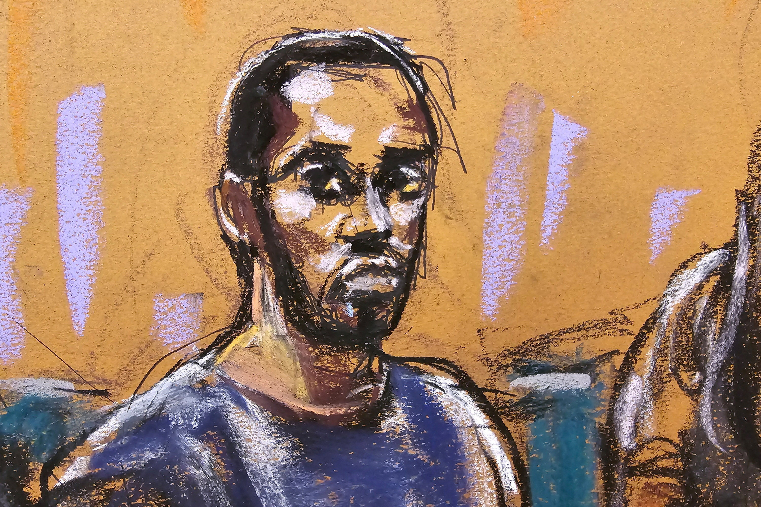 A courtroom sketch of Sean ‘Diddy’ Combs during a bail hearing in New York on September 18. Photo: Jane Rosenberg via Reuters