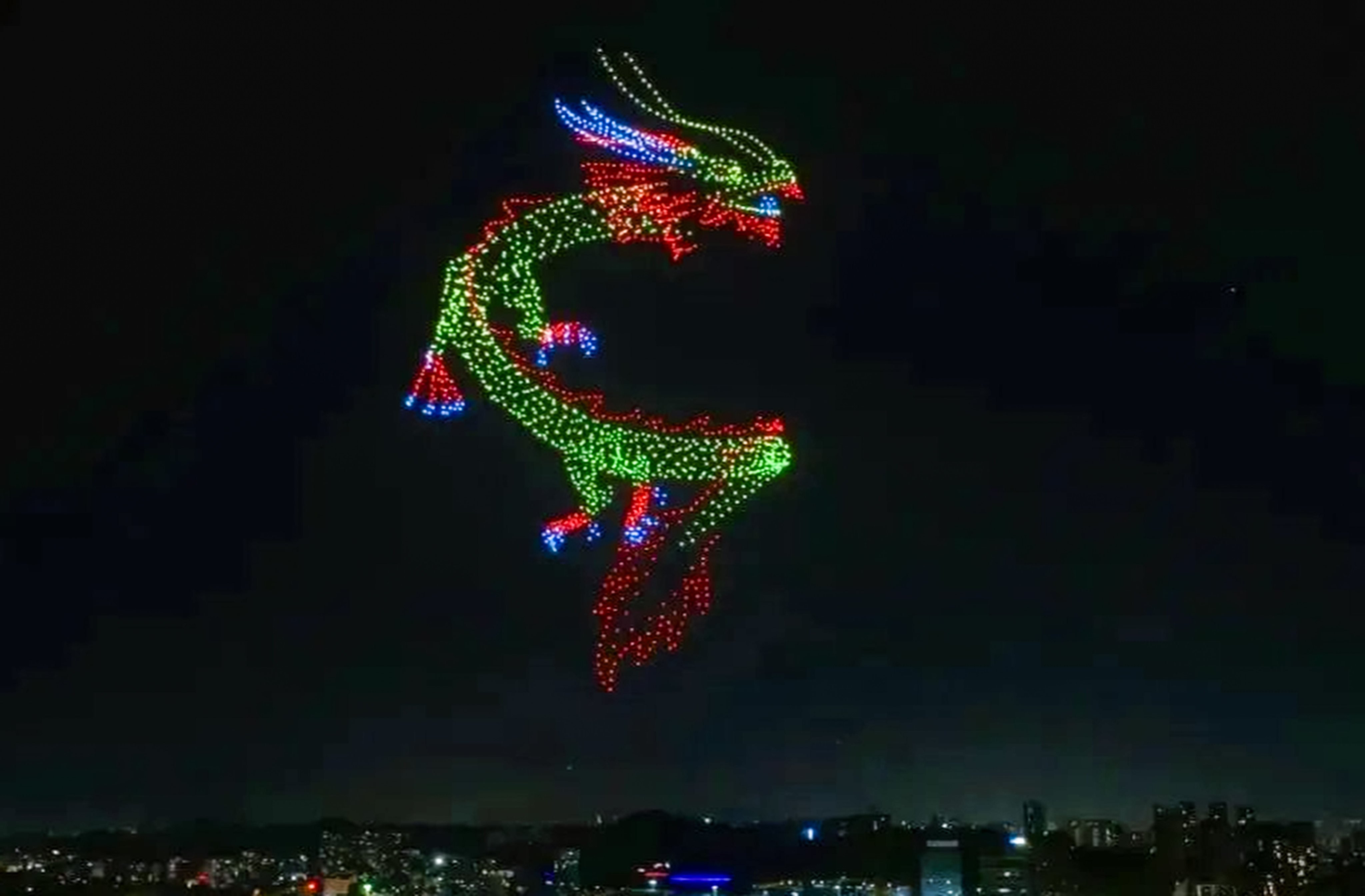 Shenzhen celebrated National Day with drone shows in five districts on Tuesday. Photo: Weibo