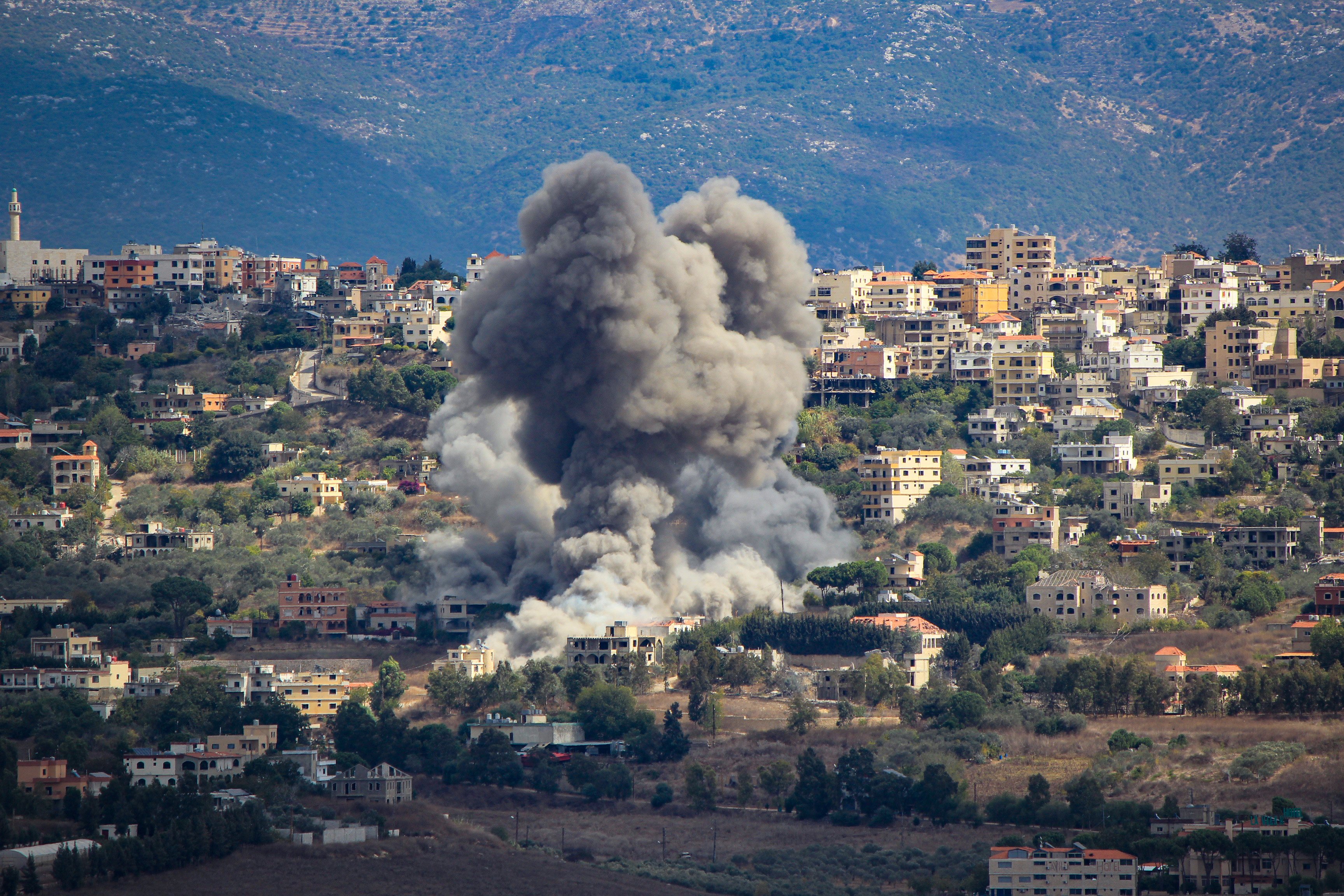 Smoke rises following an Israeli air strike in the town of Khiam in southern Lebanon on Tuesday. Photo: Xinhua