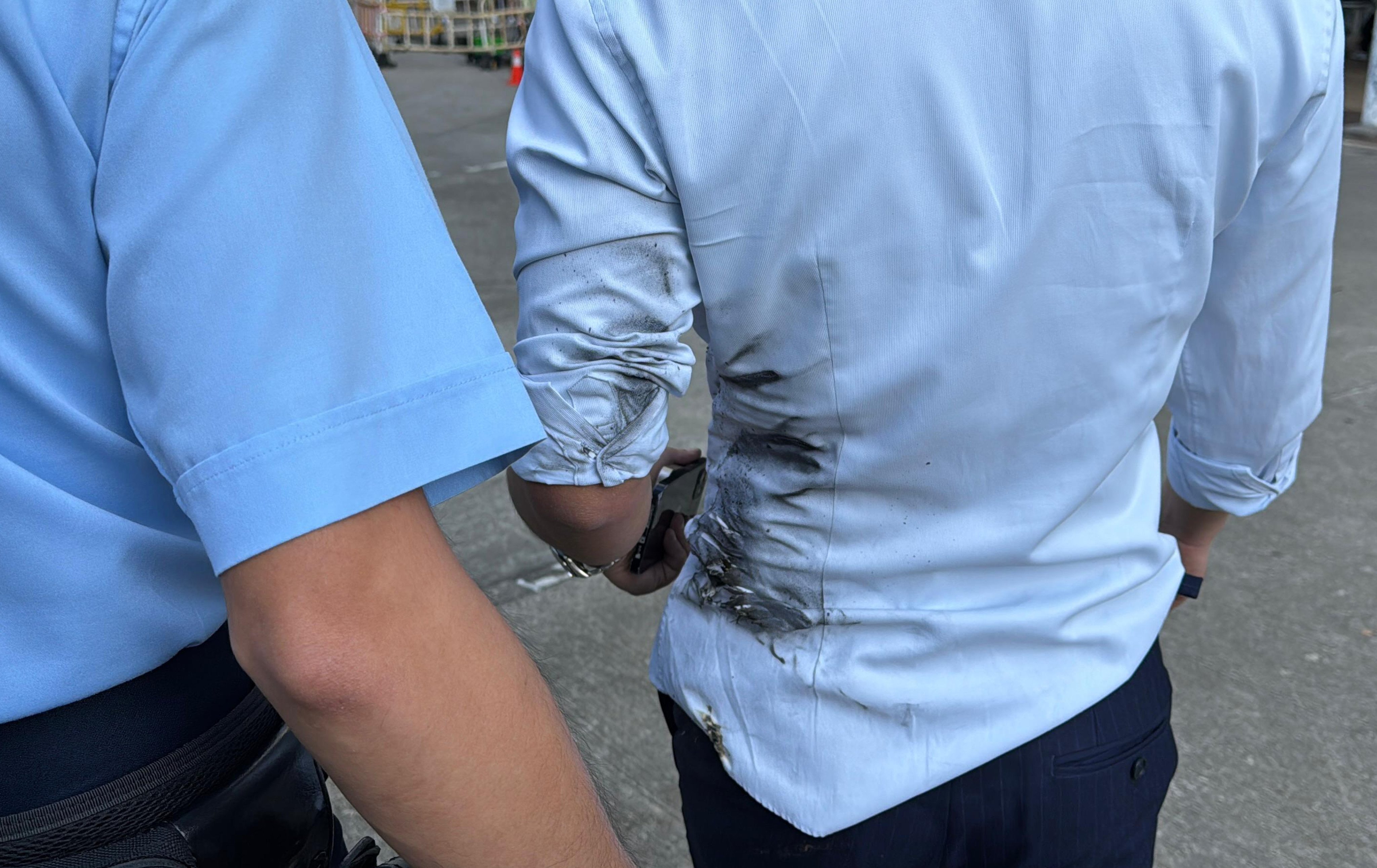 A man was injured after a lithium battery caught fire. Photo: Handout