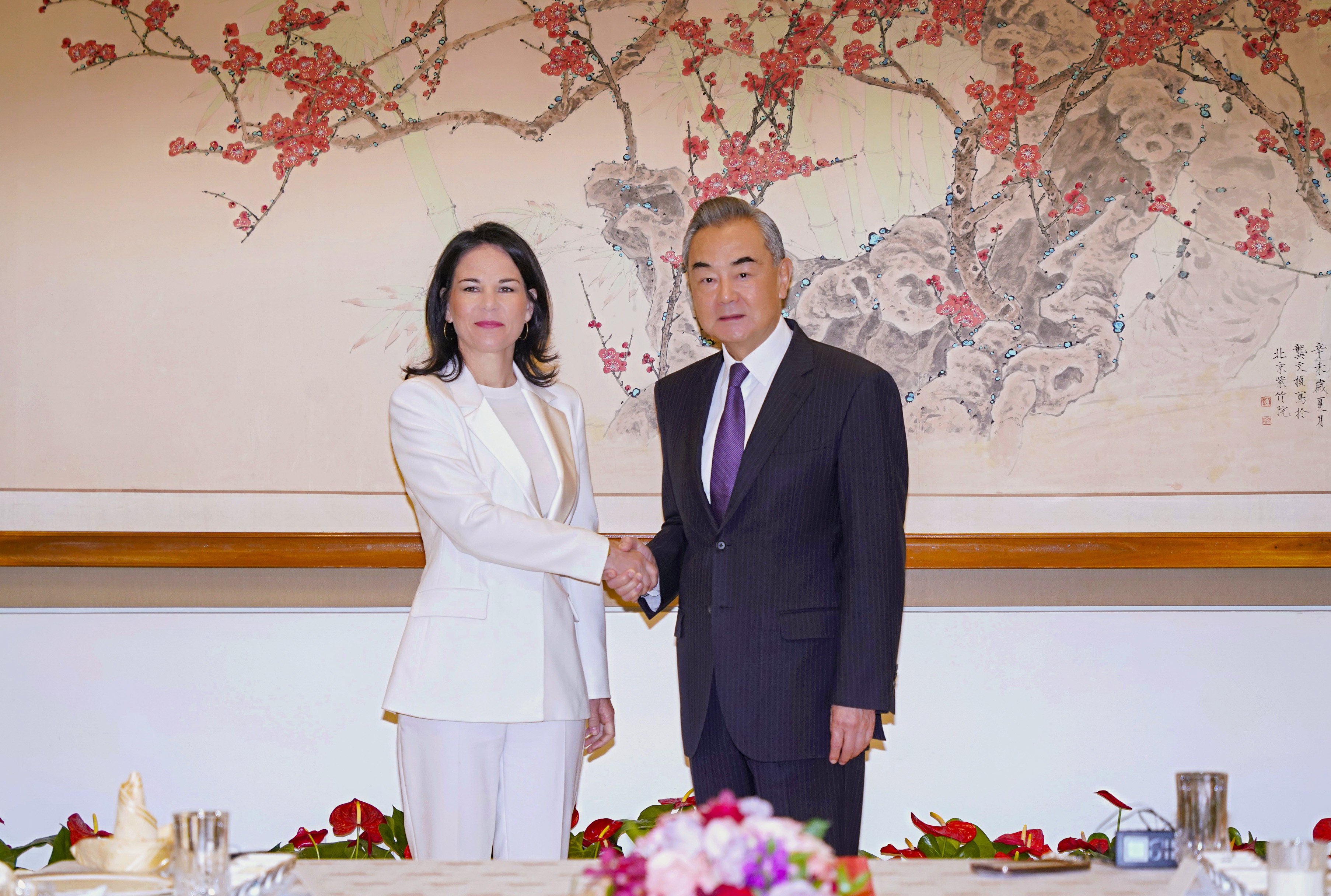 Chinese Foreign Minister Wang Yi meets with German Foreign Minister Annalena Baerbock in New York on September 24. Photo: Xinhua