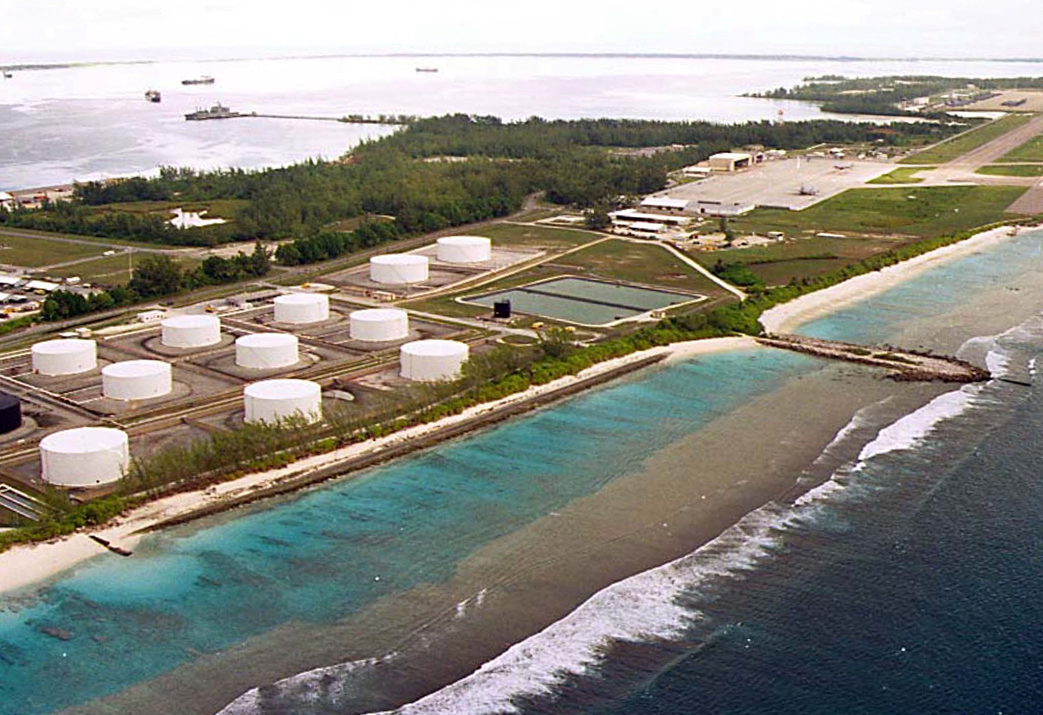 Fuel tanks at the edge of a military airstrip on Diego Garcia, largest island in the Chagos archipelago and site of a major United States military base in the middle of the Indian Ocean. Photo: Reuters