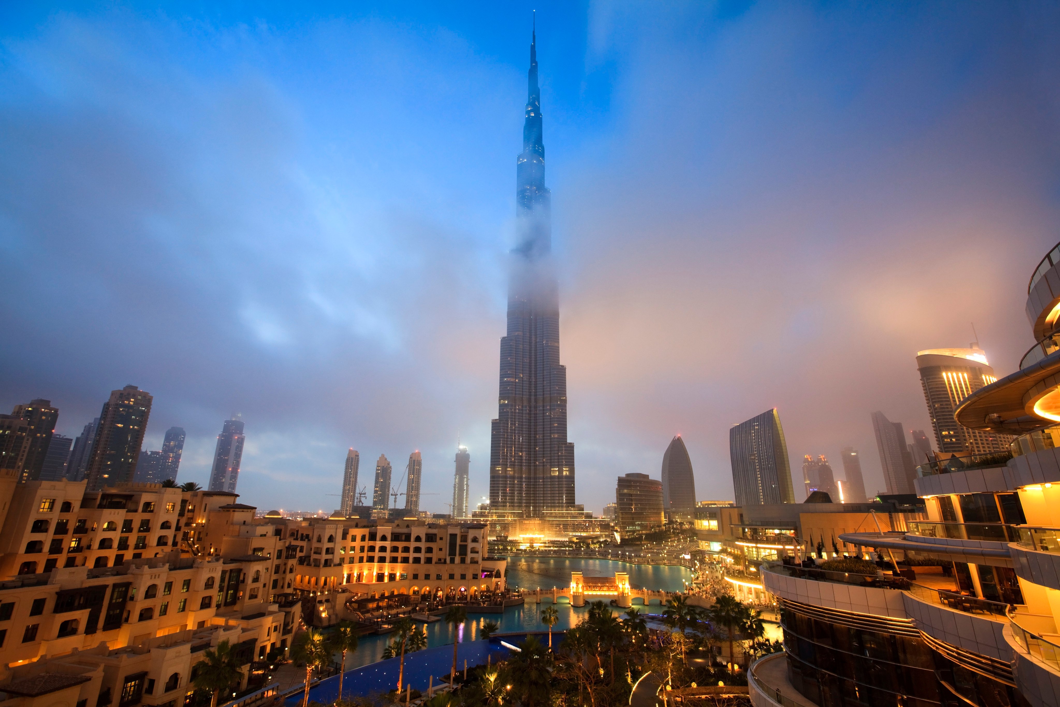 Burj Khalifa rises into the clouds. It’s the tallest man-made structure in the World at 828 metres, in downtown Dubai. Photo: Getty Images