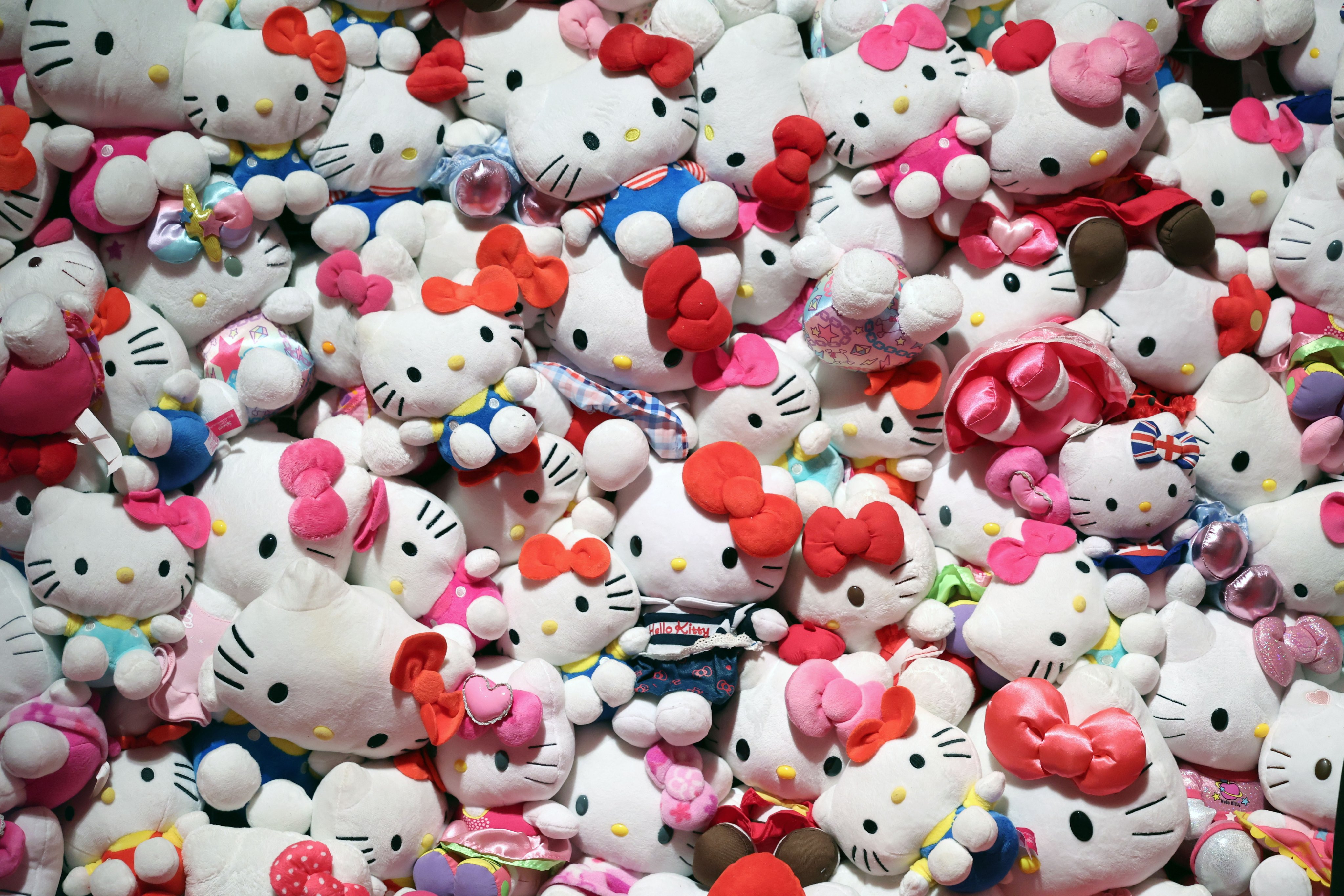 Hello Kitty toys at an exhibition in London in January, 2024. Hello Kitty celebrates 50 years with a Hong Kong collaboration this weekend. Photo: EPA-EFE