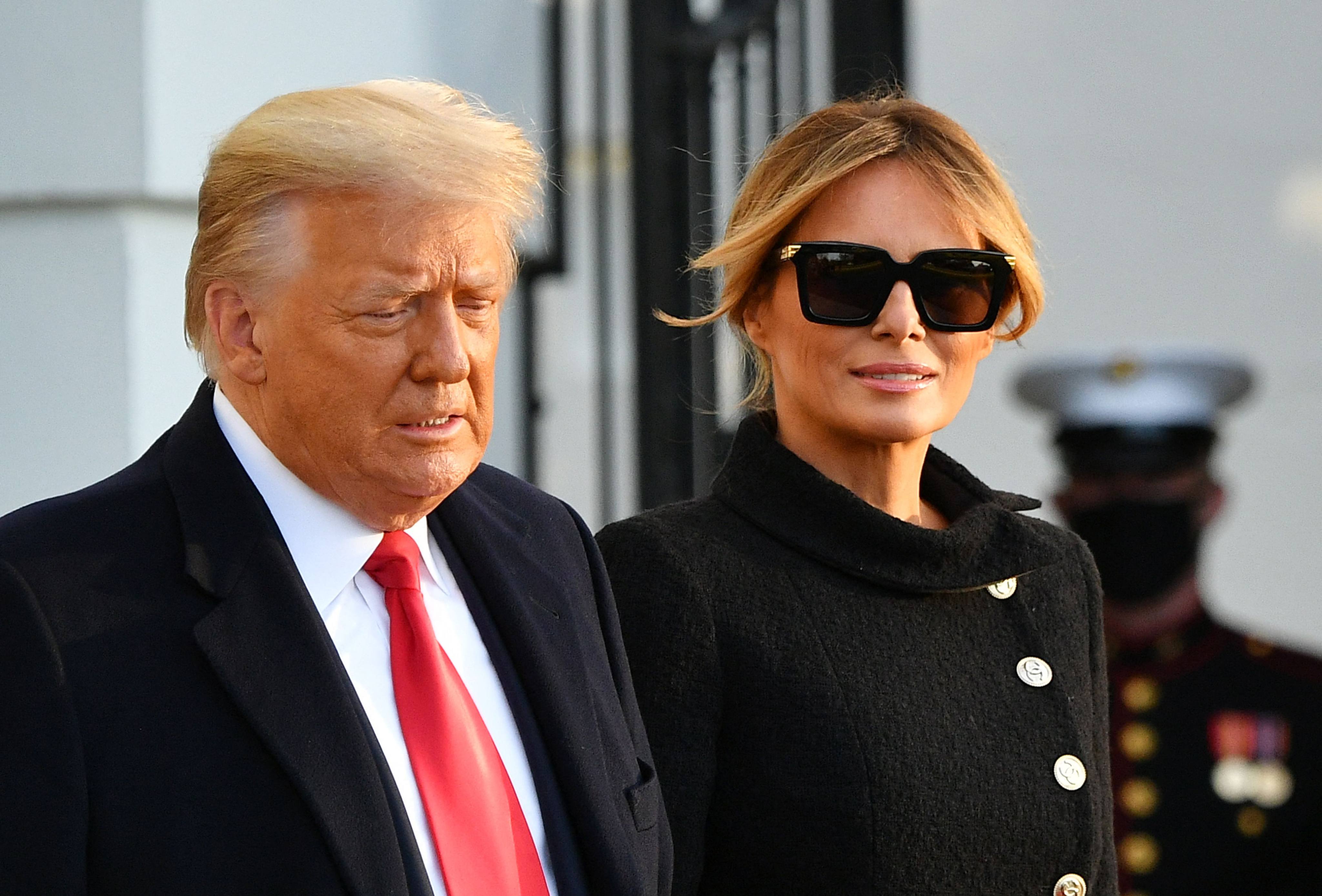 Then-president Donald Trump and Melania Trump leave the White House in Washington on January 20, 2021. File photo: AFP