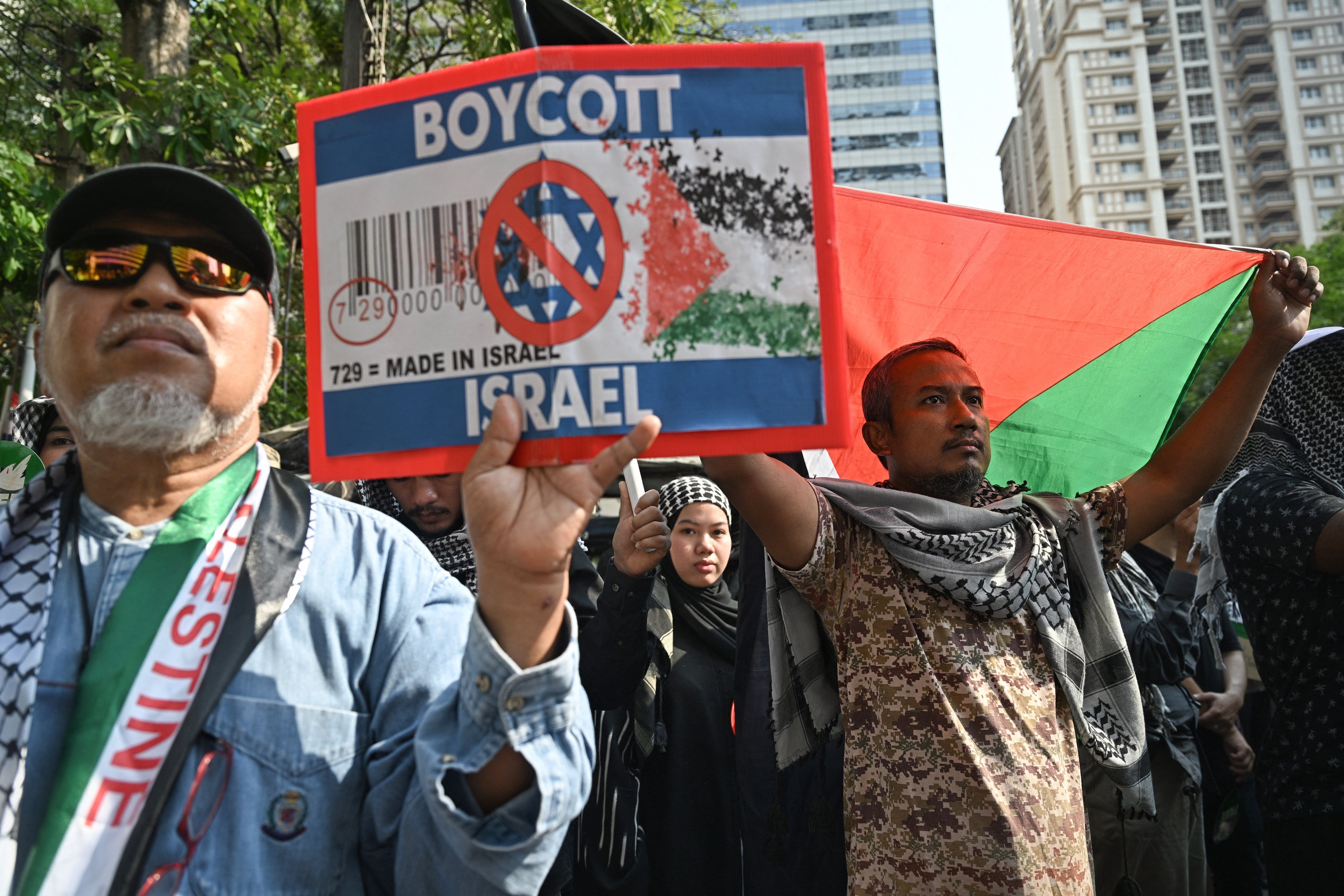 A pro-Palestinian rally held in front of the Israeli embassy in Bangkok, Thailand, in April. Photo: AFP