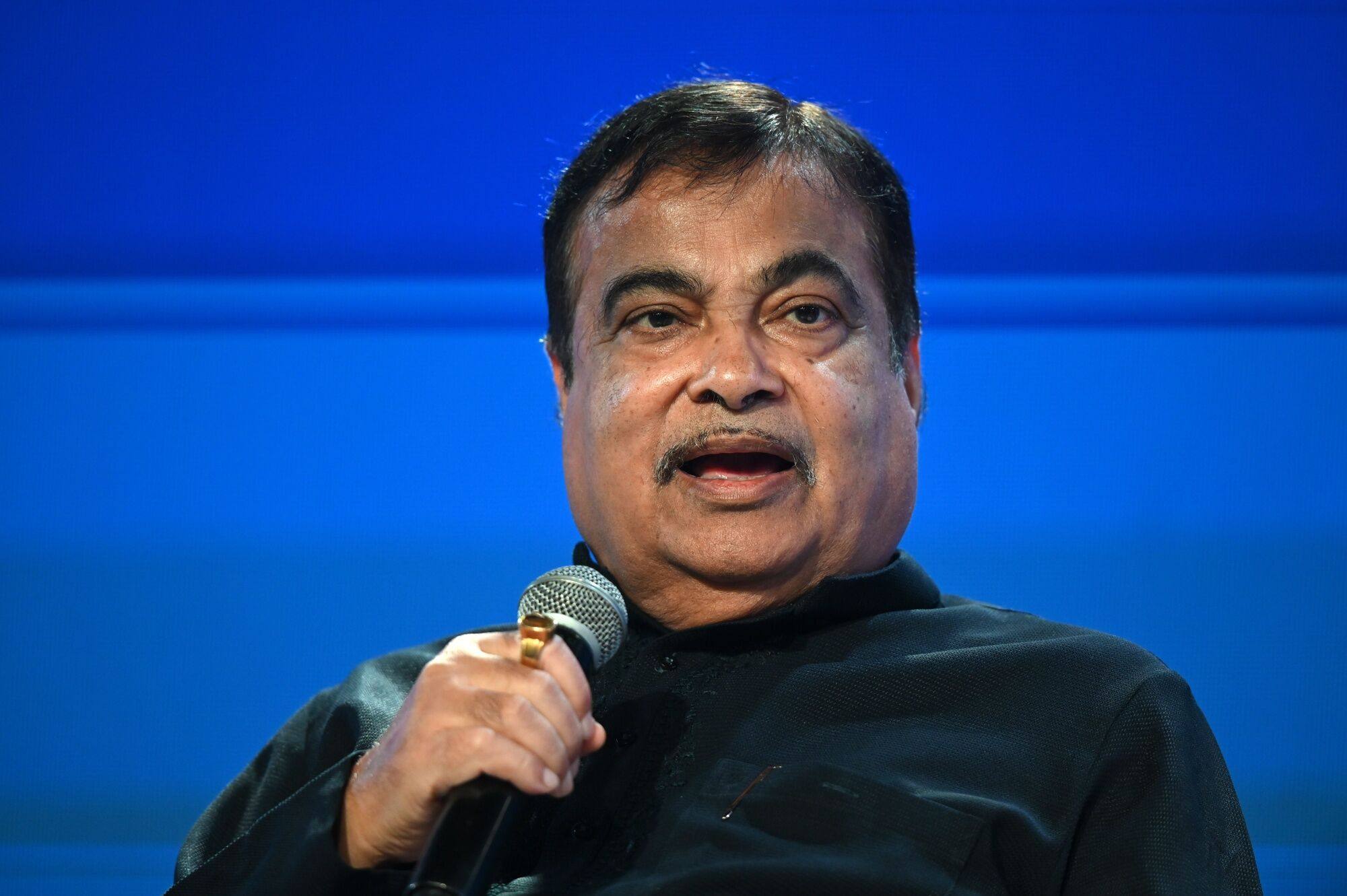 Nitin Gadkari, India’s minister of road transport and highways, during an energy summit in New Delhi last month. Photo: Bloomberg