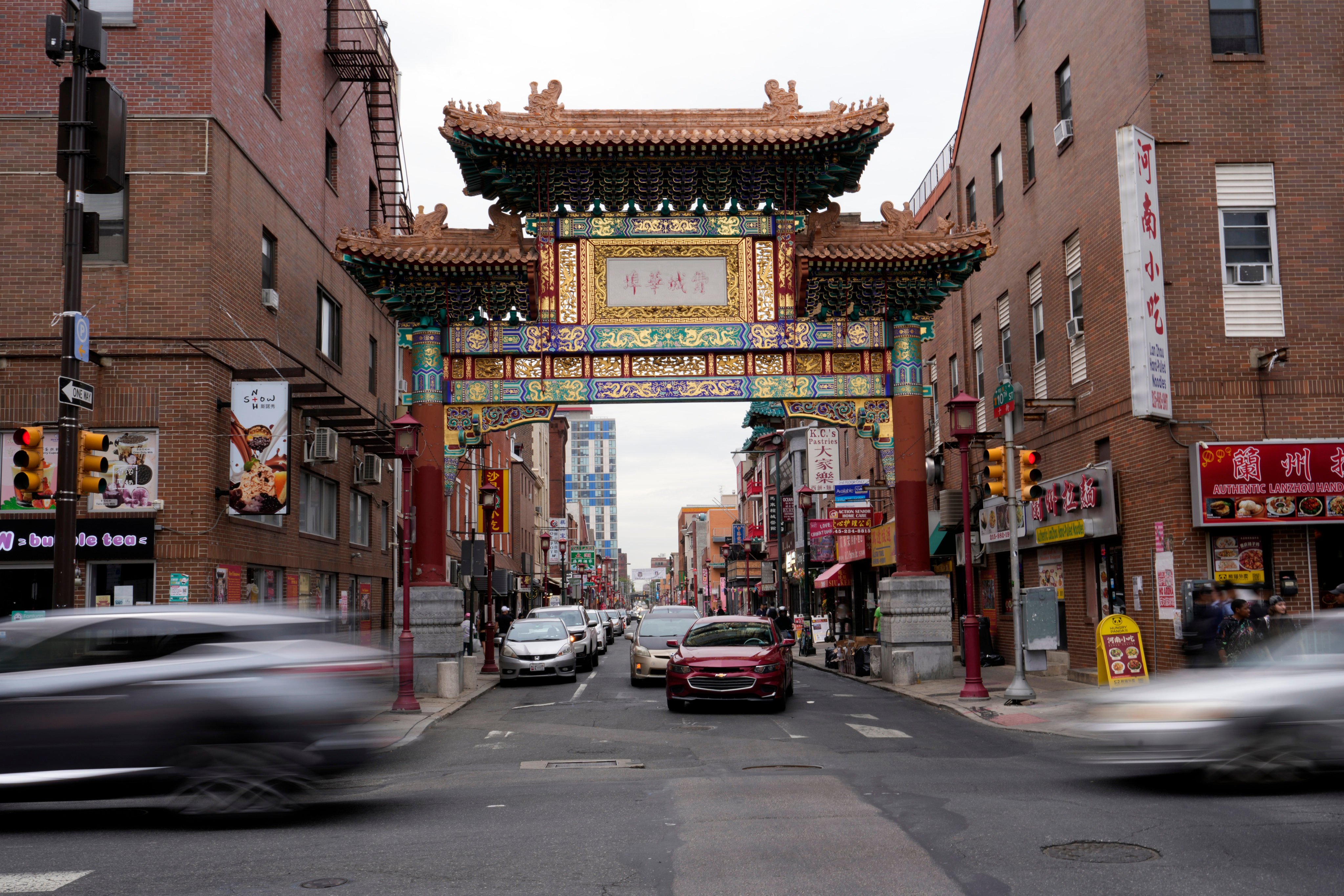 The entrance to Philadelphia’s Chinatown, on September 18, as evening traffic passes by. Philadelphia has the eighth highest population of Chinese-Americans in the US. Photo: AP