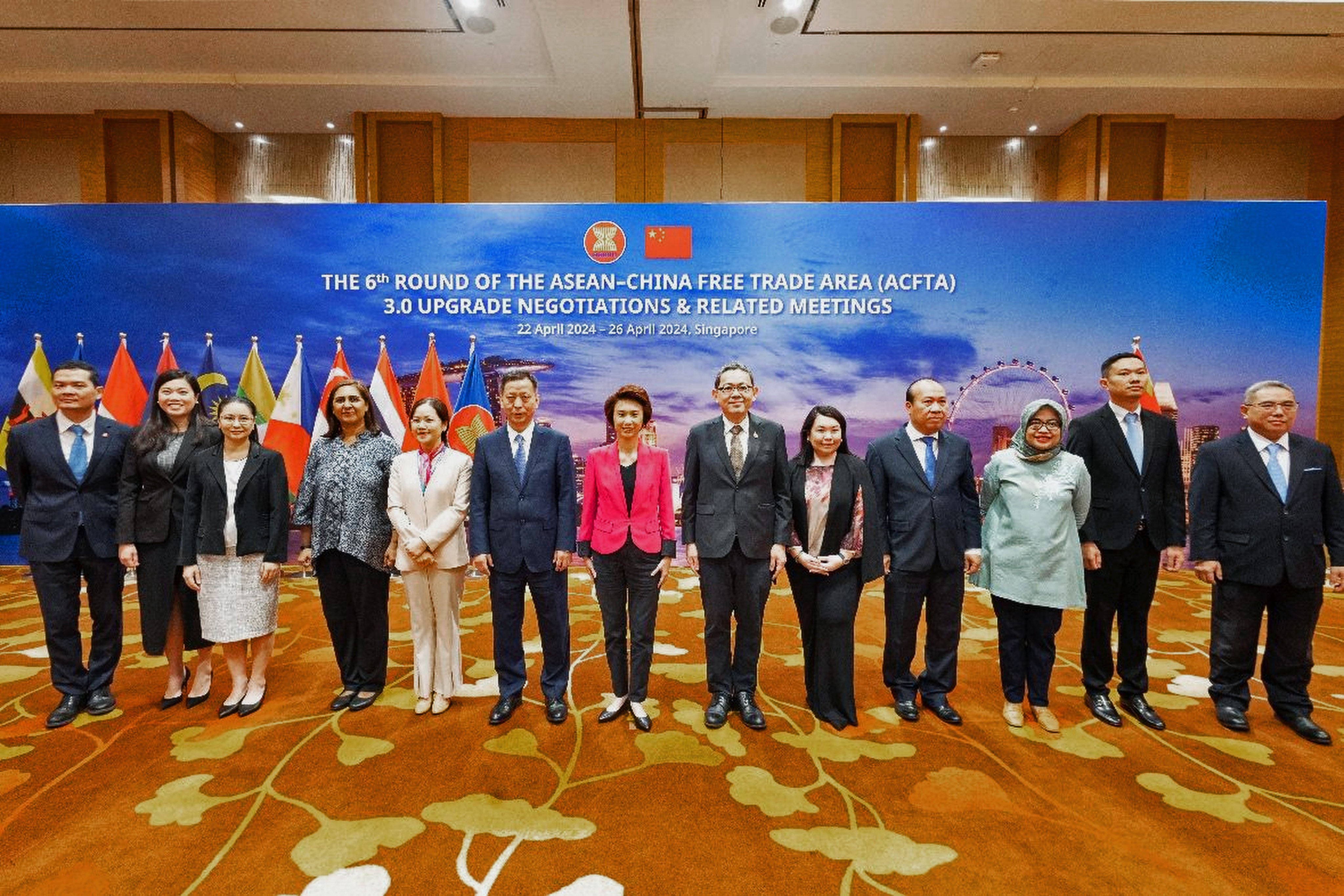 The sixth round of the Asean-China Free Trade Area 3.0 Upgrade Negotiations was held in April in Singapore. Photo: Ministry of Trade and Industry (Singapore)