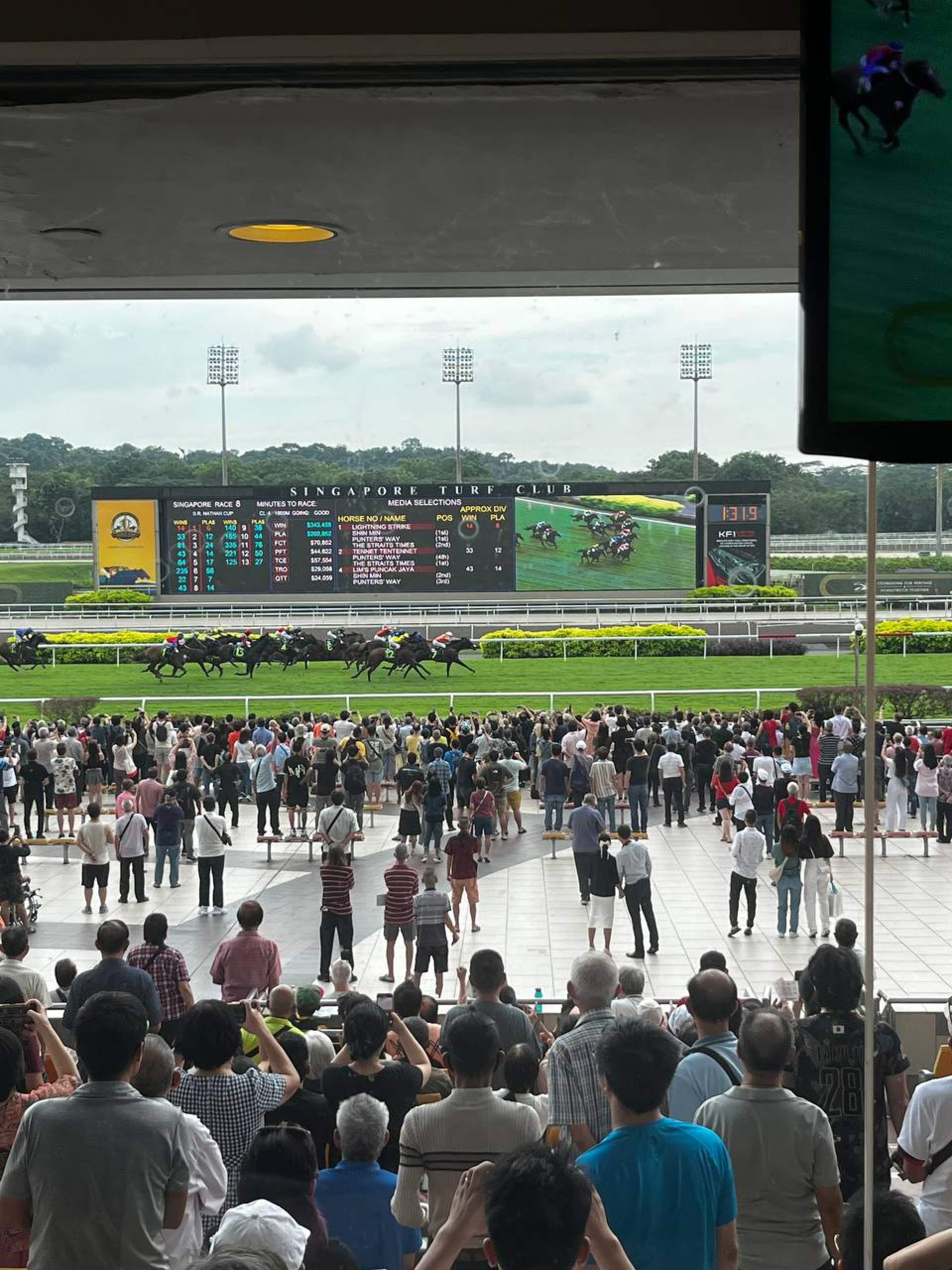 Fans cheer during the final day of racing in Singapore. Photo: Jean Iau