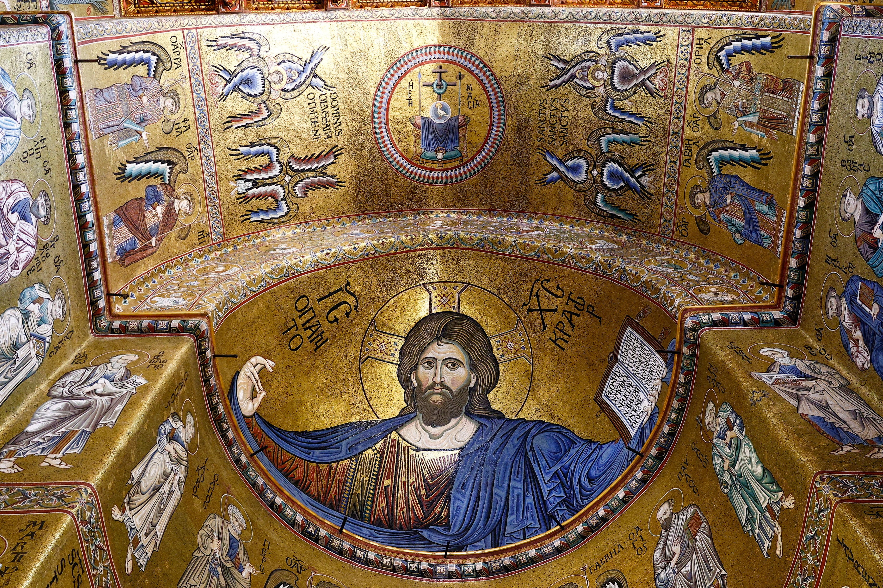 A mosaic of Christ Pantocrator is seen inside the Monreale Cathedral, a Unesco World Heritage site, in Monreale, Sicily, Italy, on August 25, 2024. The mosaic is one of many in the church that have undergone restoration work to return them to their former glory Photo: Reuters