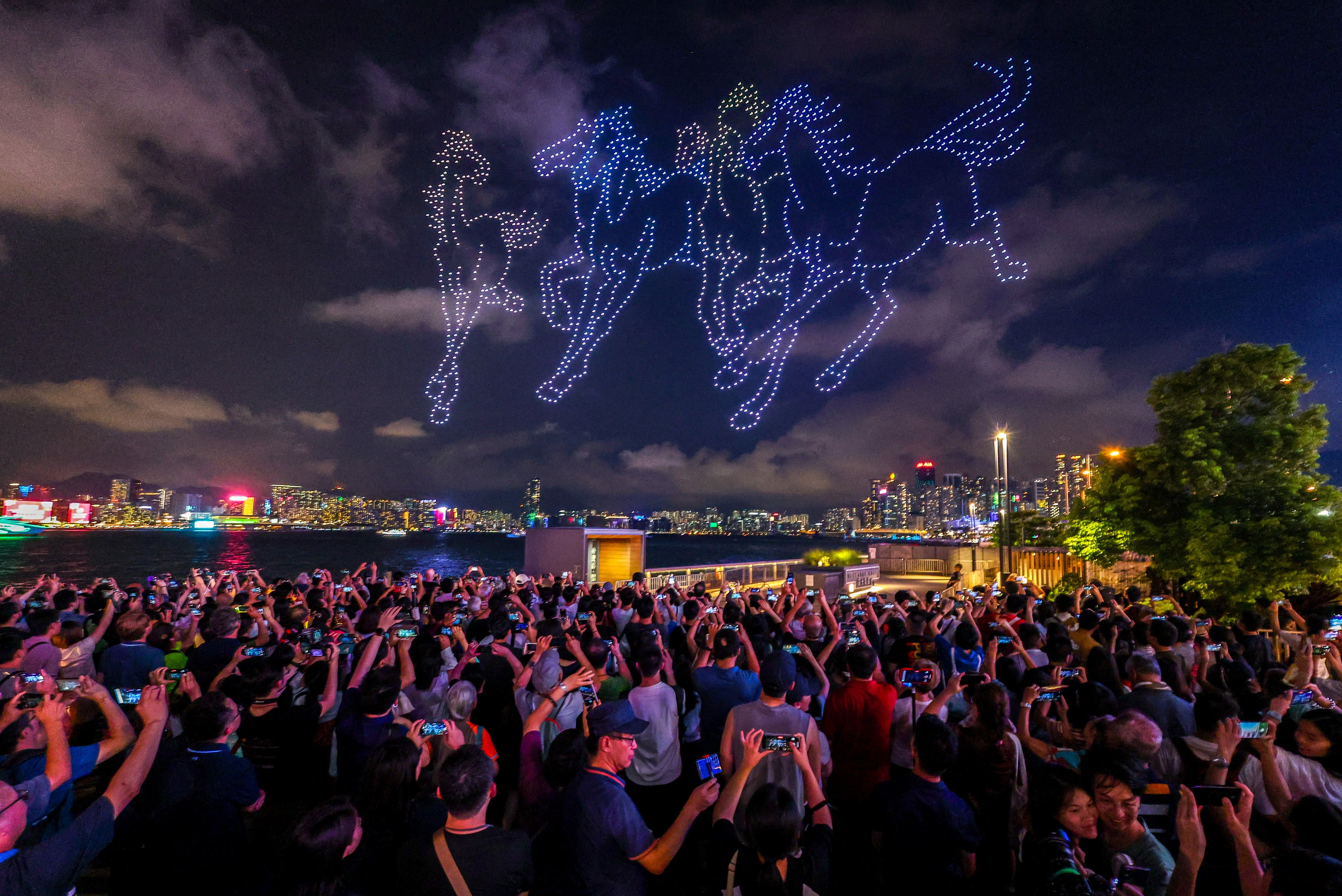 A drone show lights up the Hong Kong night sky on September 28, but other displays never made it off the ground. Photo: Dickson Lee