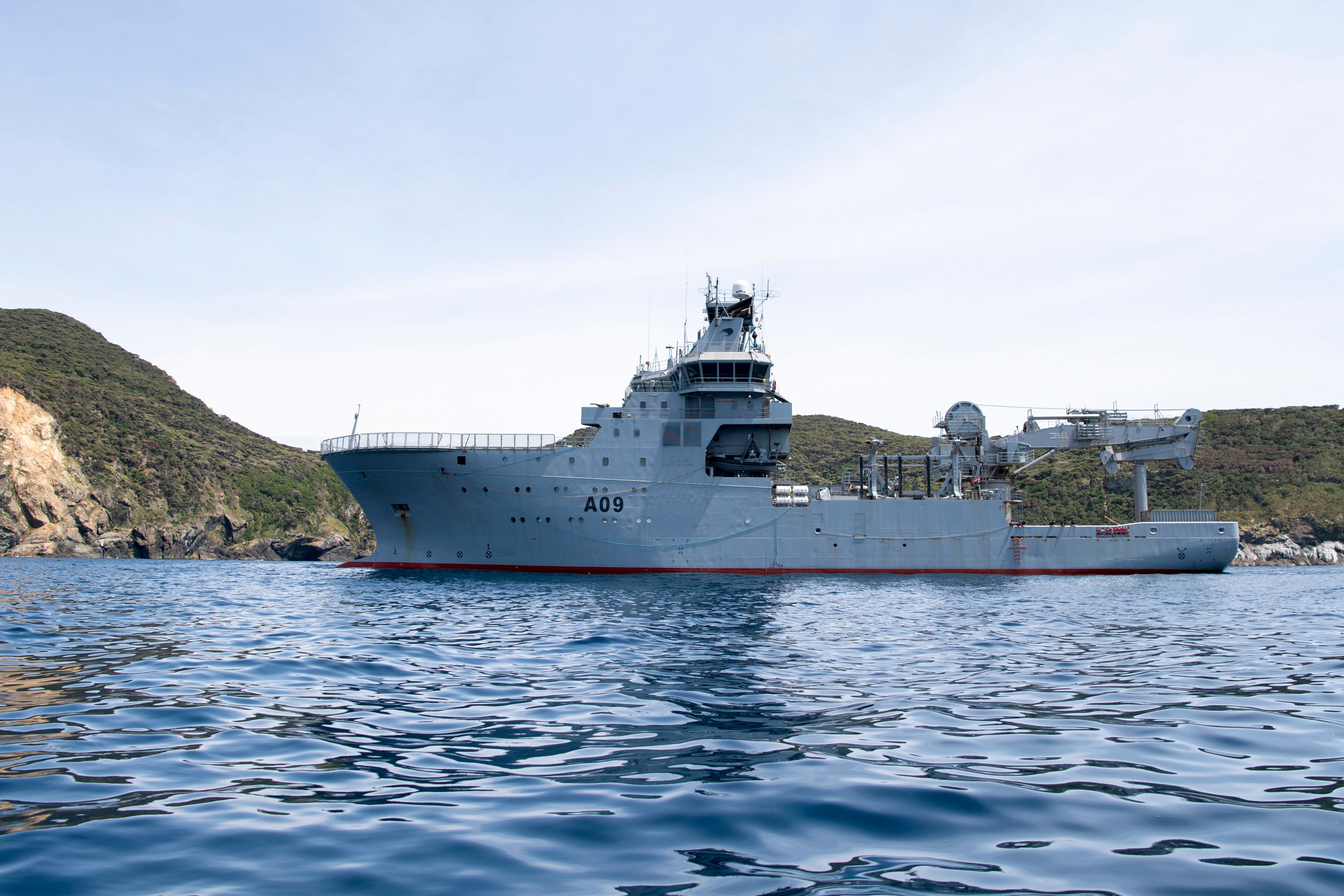 The HMNZS Manawanui at the Three Kings islands off the coast New Zealand. Photo: Petty Officer Chris Weissenborn/NZDF via AP