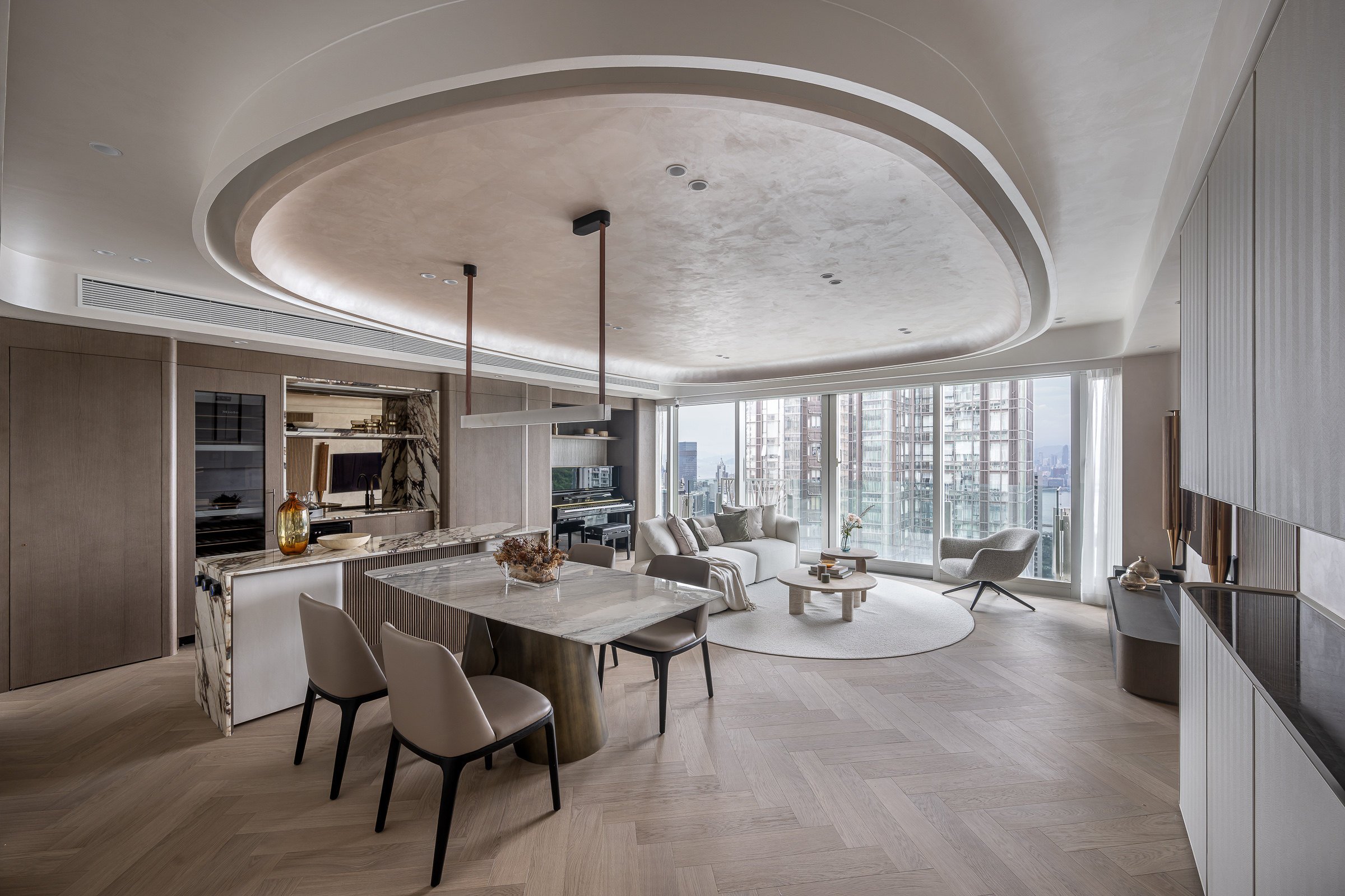 The spacious living area of this Tai Hang, Hong Kong flat designed by Grande Interior Design. Photo: Dick Leung