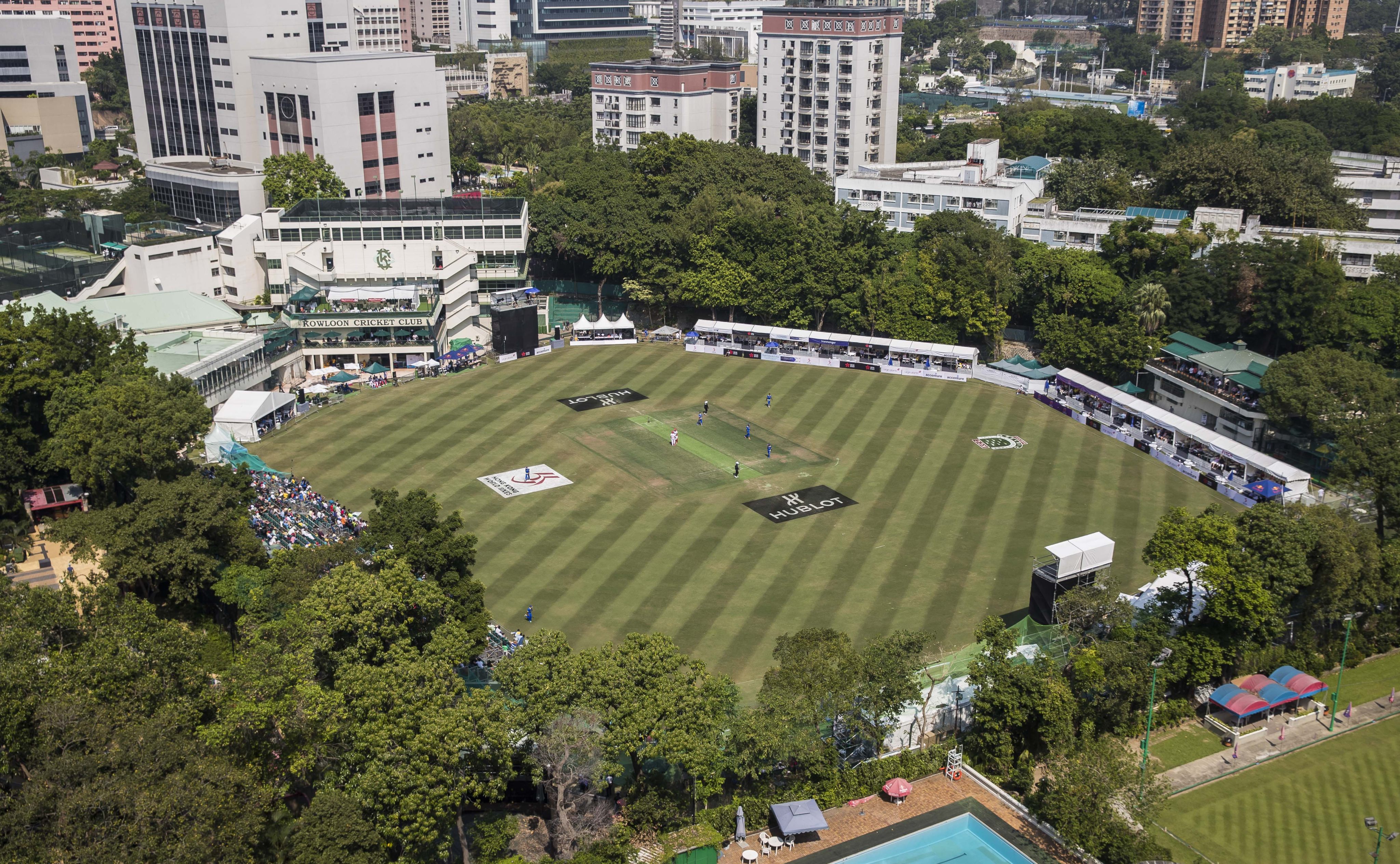 The last edition of the Hong Kong Cricket Sixes is seen from above its then venue Kowloon Cricket Club in 2017. Photo: Getty Images