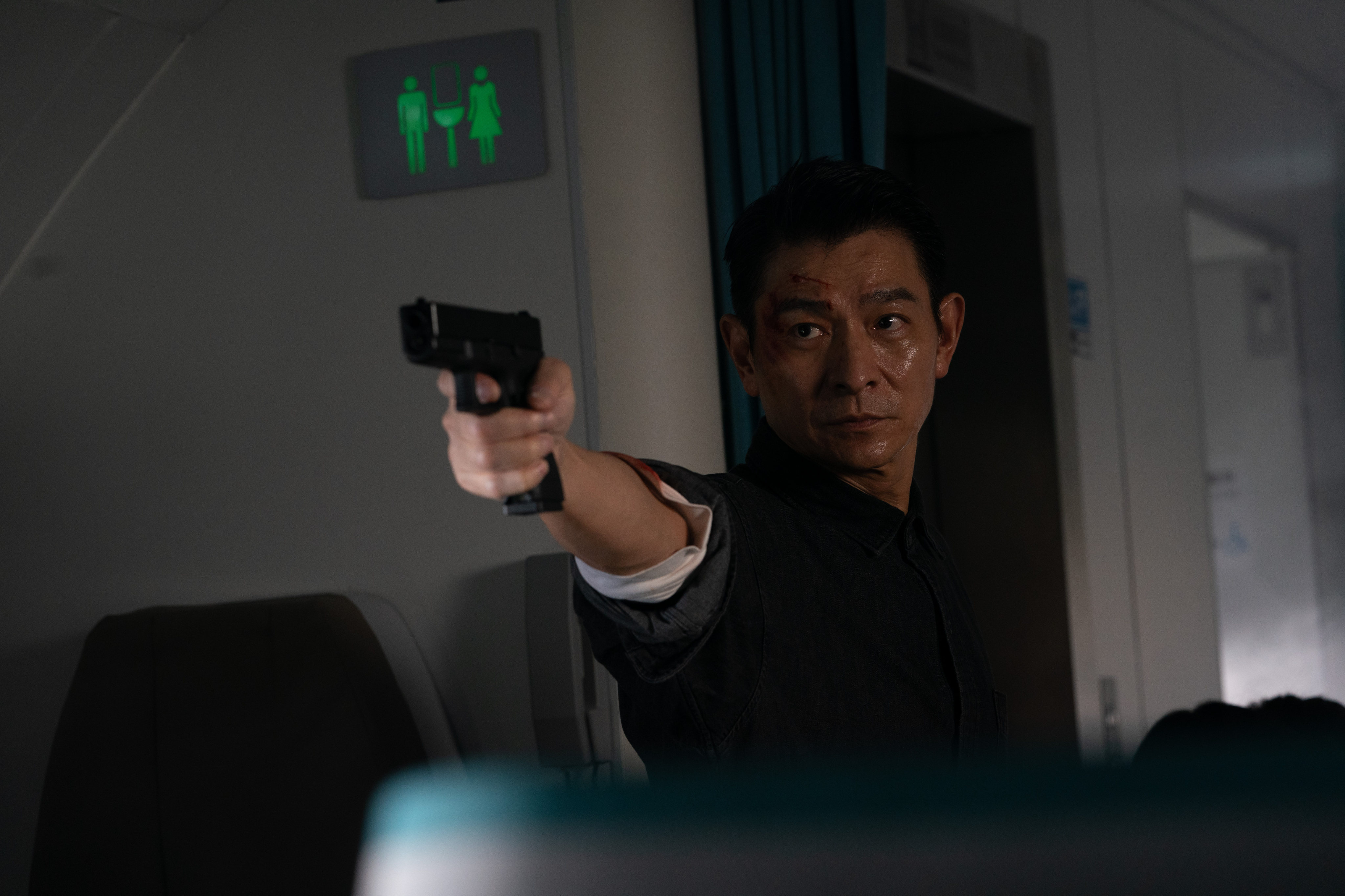 Andy Lau in a still from the Chinese aeroplane thriller High Forces (category IIB; Mandarin), directed by Oxide Pang. Zhang Zifeng and Qu Chuxiao co-star.