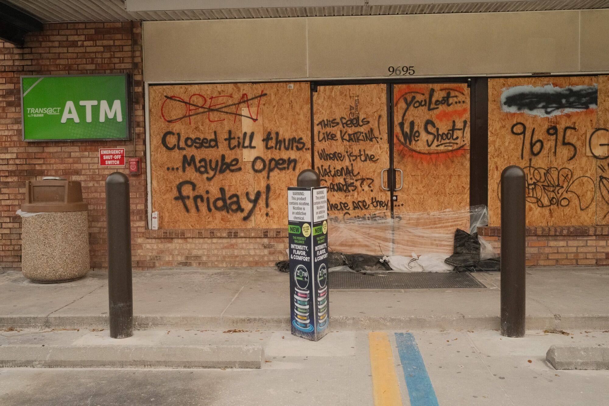 A boarded up shop ahead of Hurricane Milton’s expected landfall in Treasure Island, Florida, US, on October 7. Photo: Bloomberg