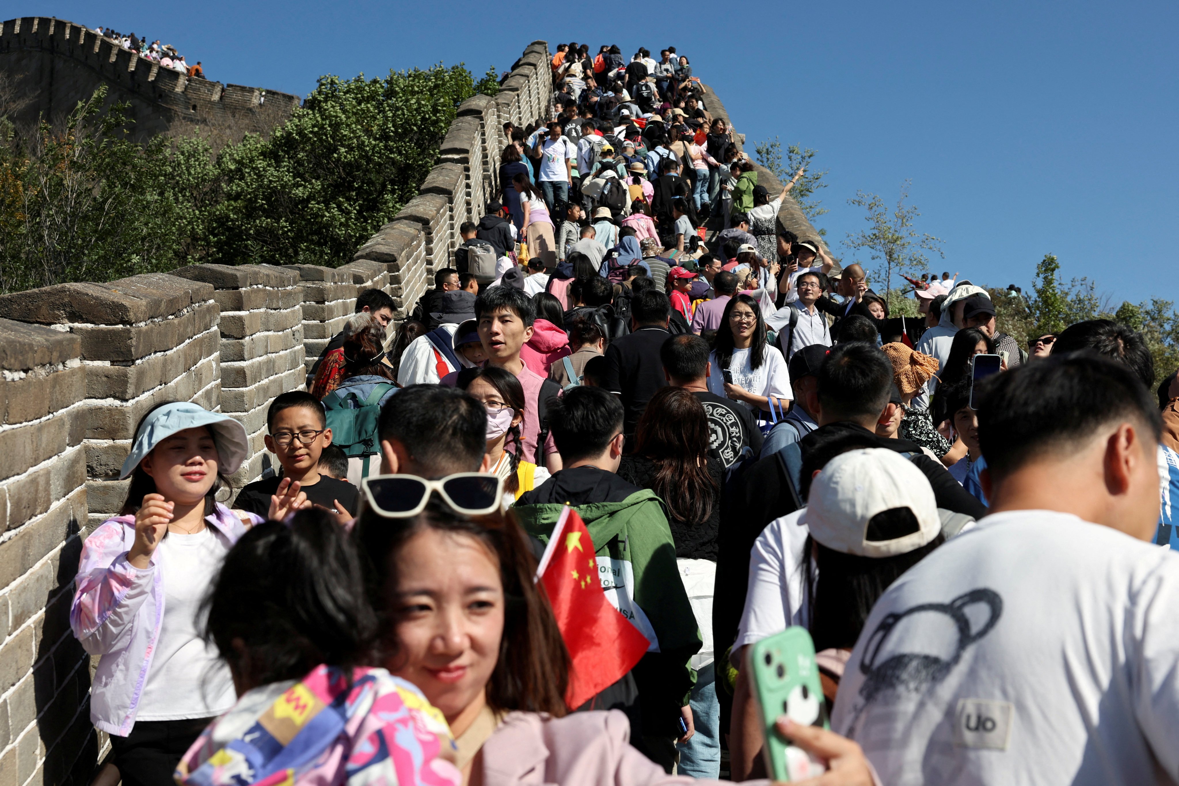 Tourists visiting the Great Wall in Beijing during the “golden week” national holiday. Photo: Reuters