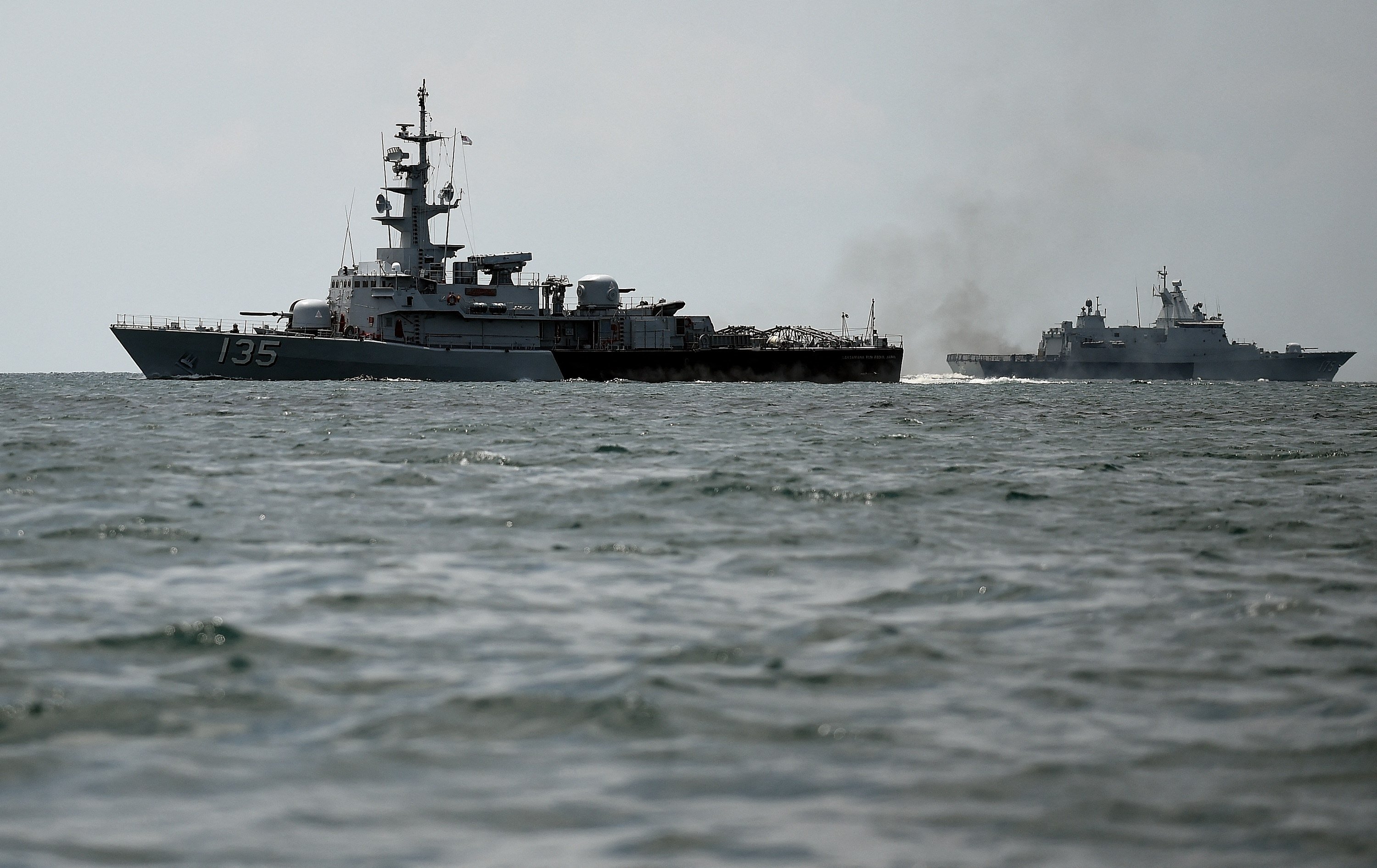 Ships of the Royal Malaysian Navy on patrol in 2015. Half of the country’s 49 ships are operating beyond their serviceable lifespan. Photo: AFP