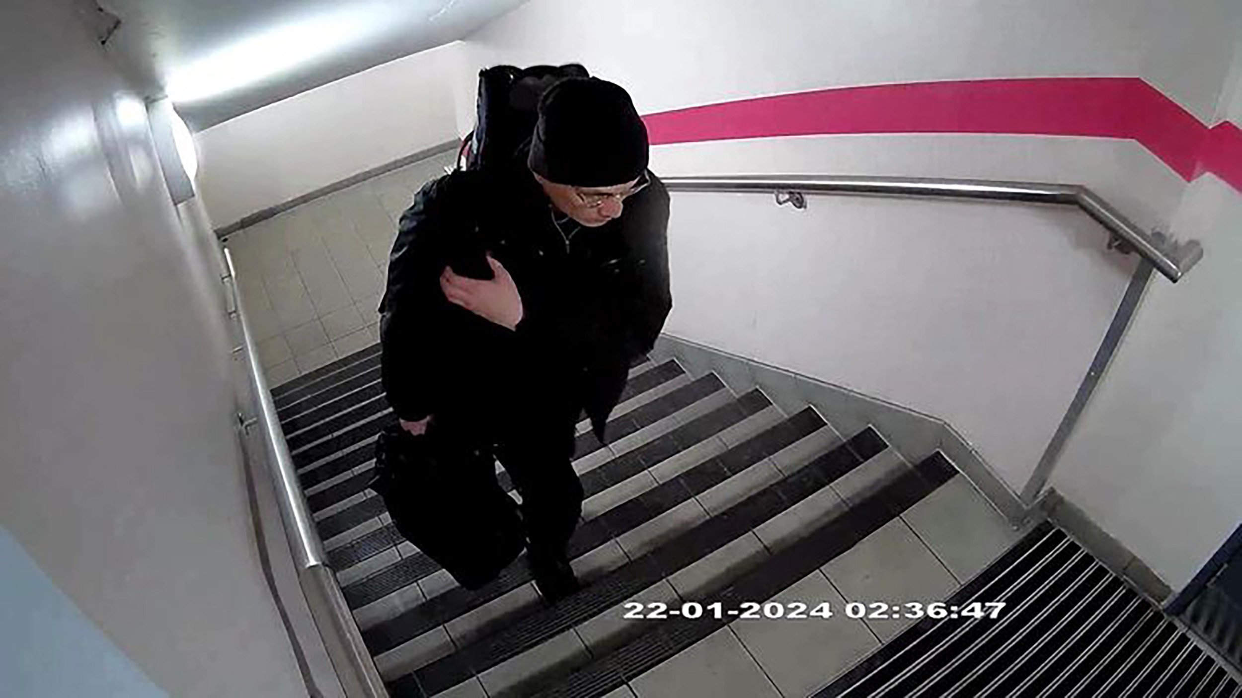 A screen grab of footage of Thomas Kwan heading to a Newcastle hotel on January 22. Photo: Northumbria Police