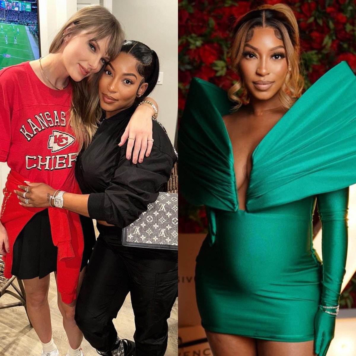 Fellow Kansas City Chiefs WAGs Taylor Swift and Chariah Gordon are the newest besties in town. Photos: @chariah_/Instagram