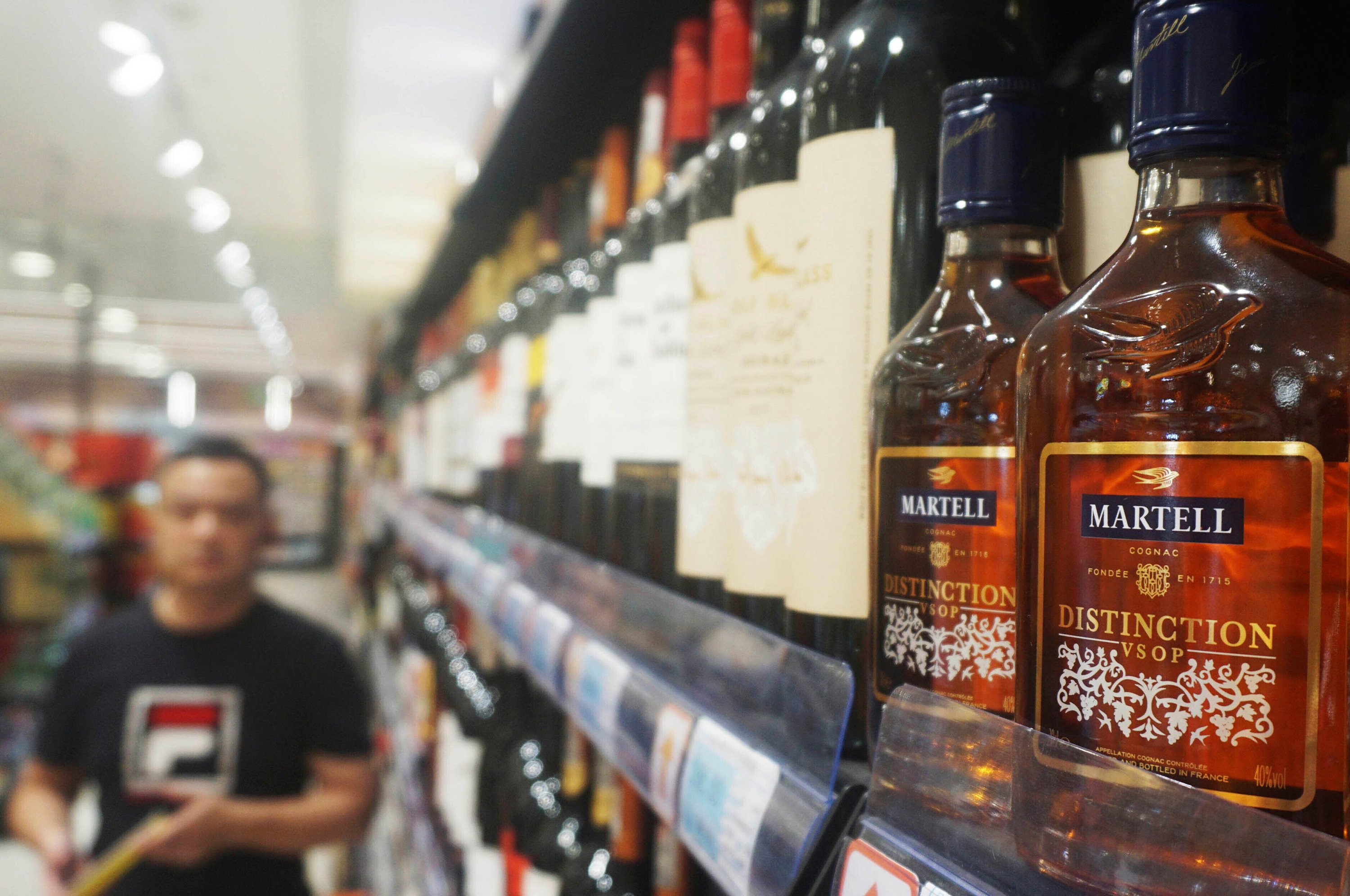 Bottles of French brandy at a supermarket in Hangzhou, Zhejiang province.  Photo: Chinatopix via AP