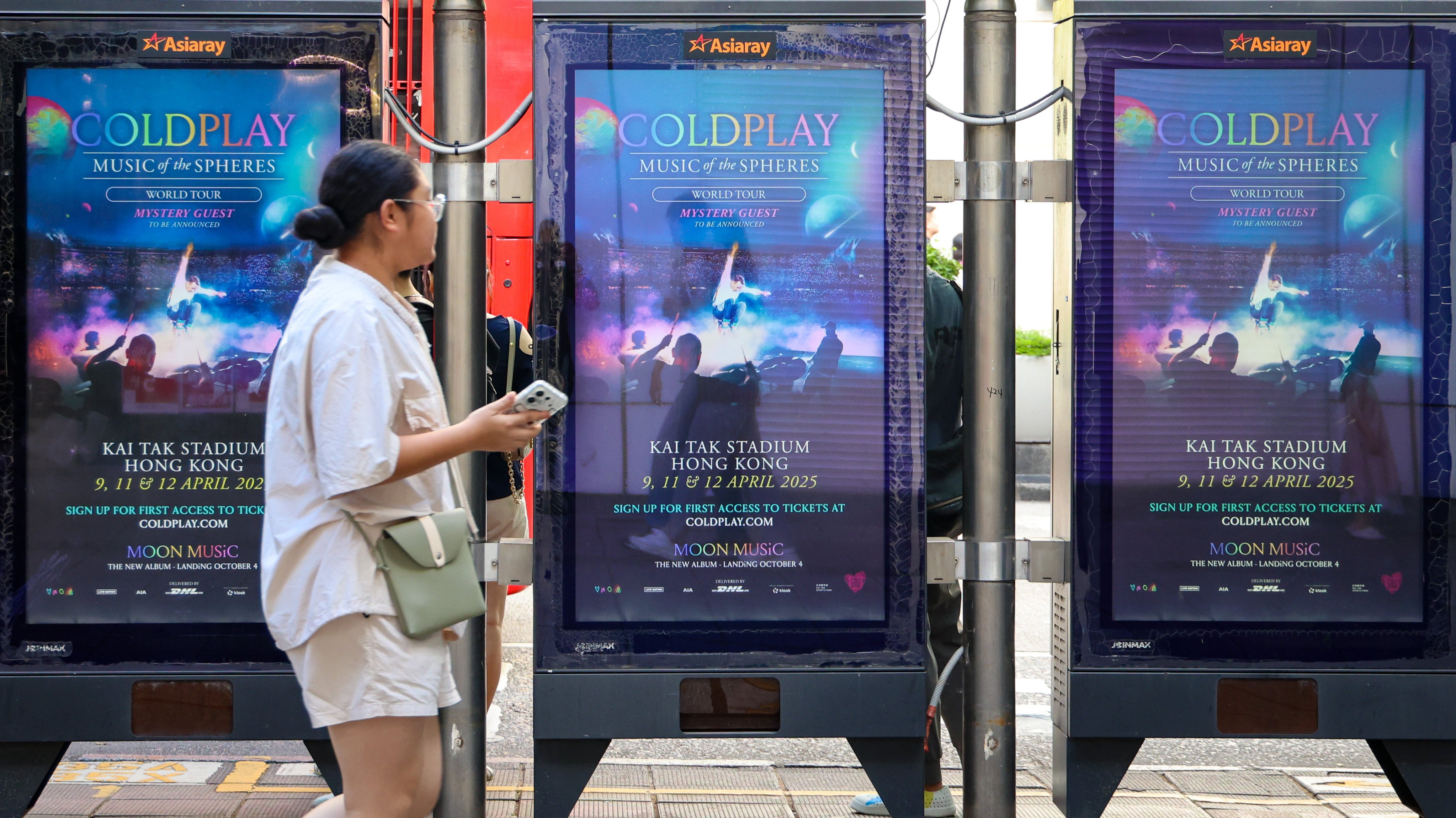 Signs at a bus stop in Tsim Sha Tsui advertise Coldplay’s Hong Kong shows scheduled for next April. Photo: Jelly Tse