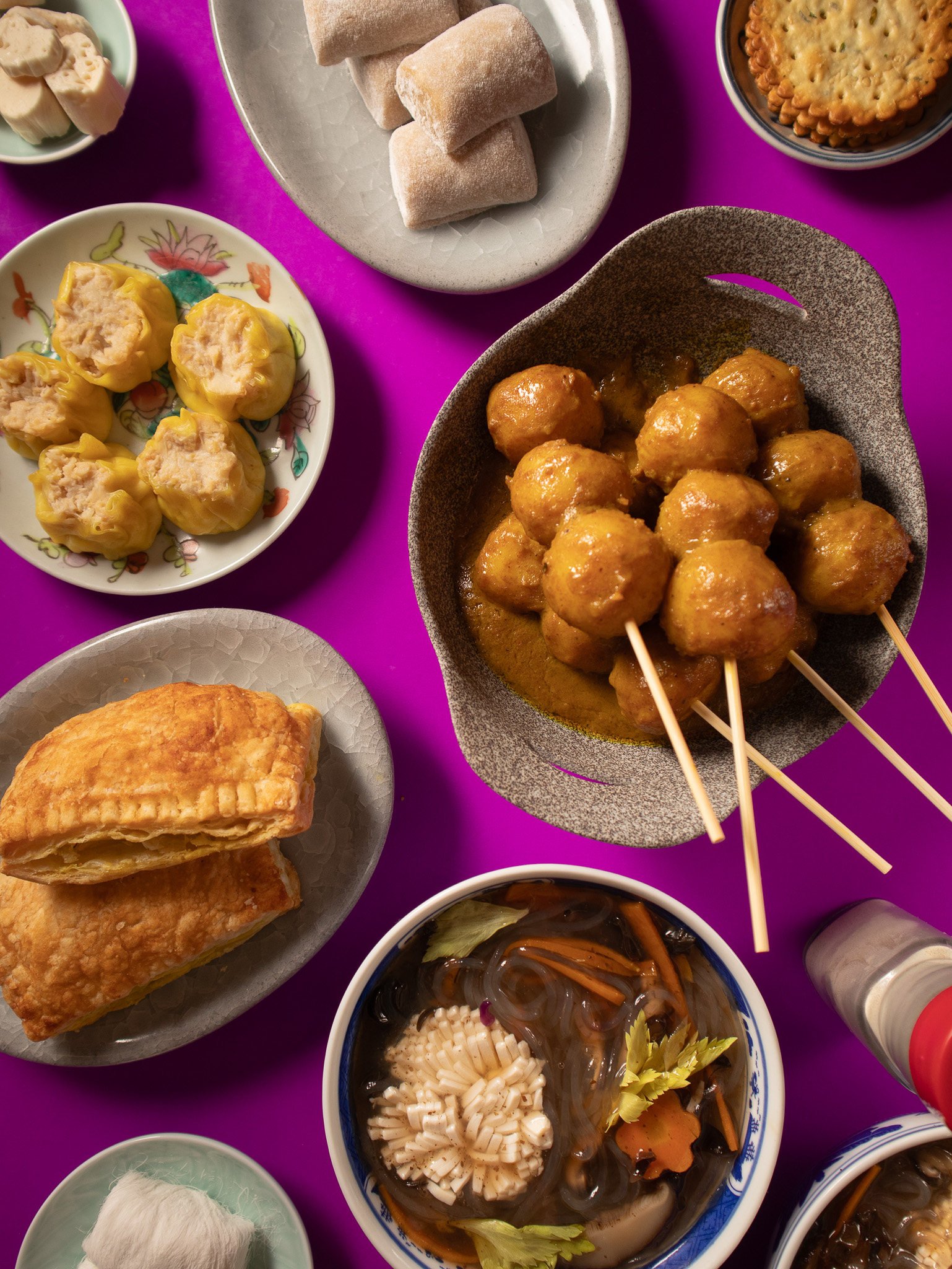 Vegan versions of fishballs and siu mai are among the snacks featured in Christine Wong’s new vegan cookbook, The Vibrant Hong Kong Table, which includes 88 traditional Hong Kong dishes and snacks. Photo: Christine Wong