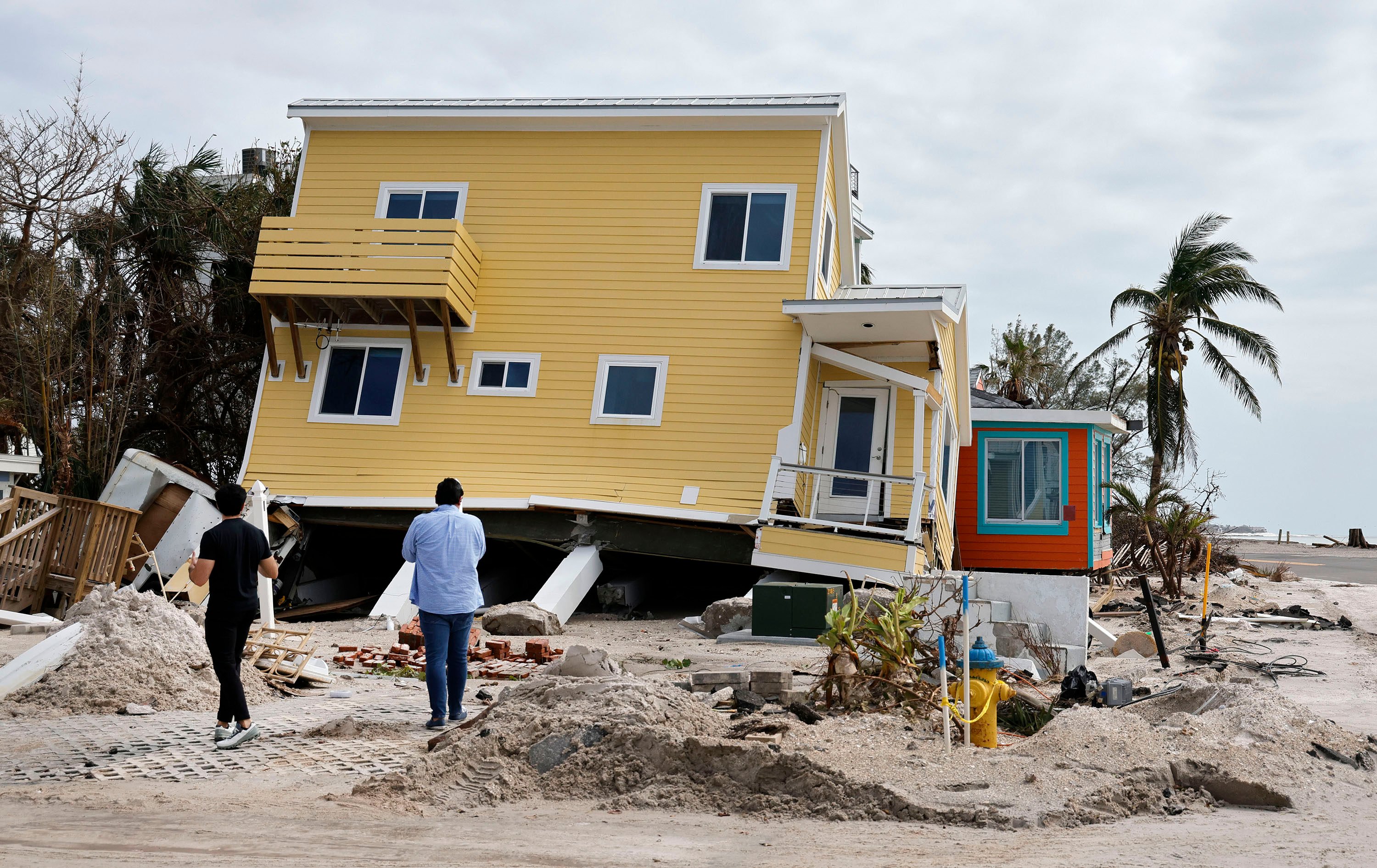 A house toppled during Hurricane Milton in Bradenton Beach, Florida. Indigenous tribes of the Caribbean coined the word from which the English “hurricane” derives. Photo: TNS