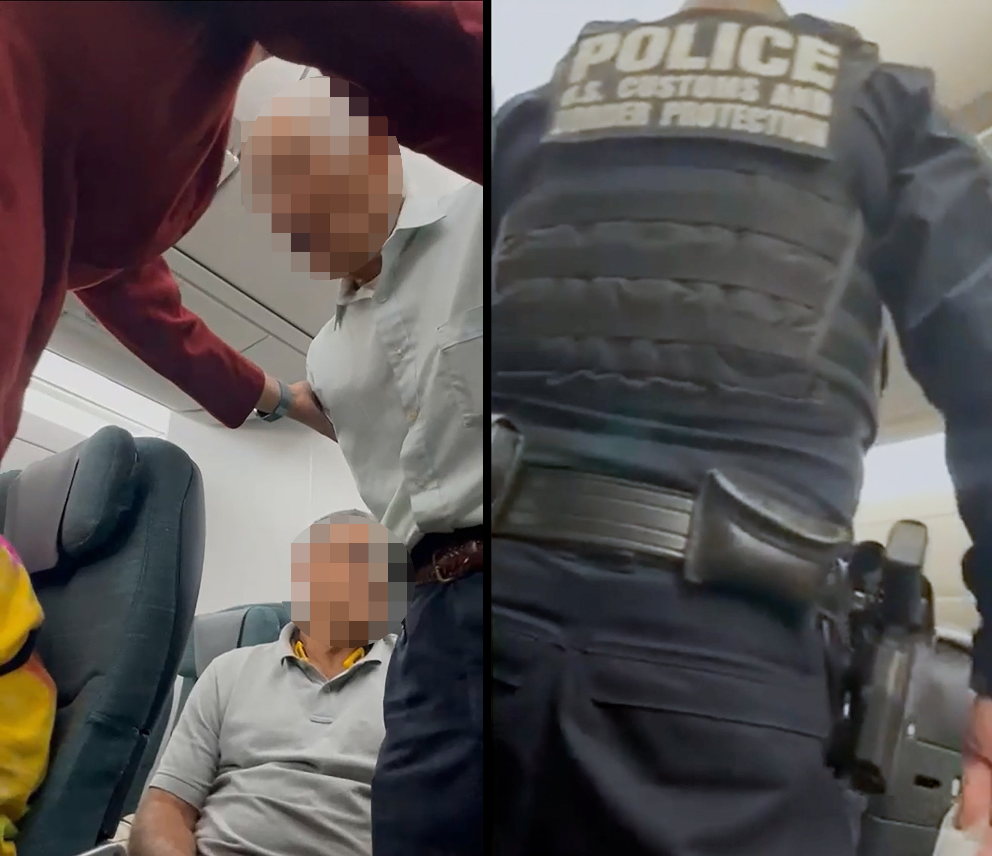 A video posted on Xiaohongshu showed a man being escorted off the flight by US Customs and Border Protection officers. Photo: Handout