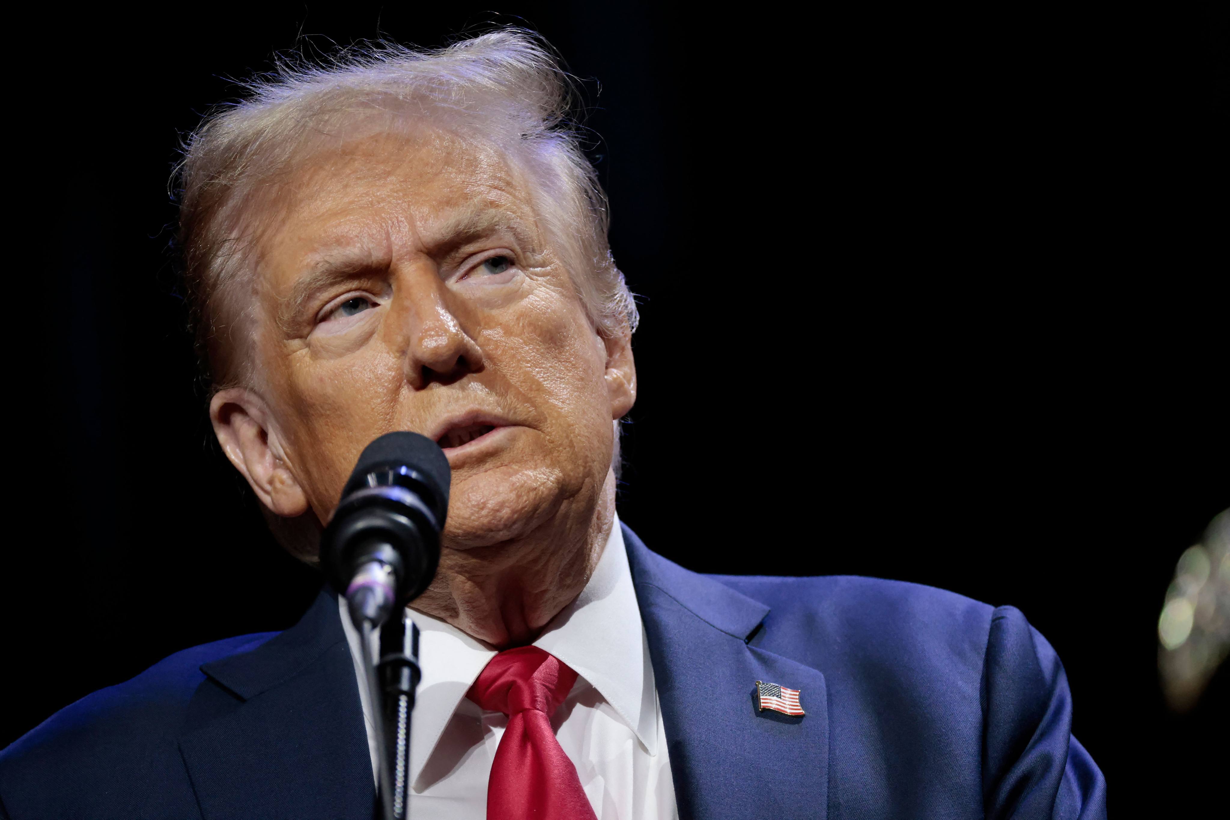 Republican US presidential candidate Donald Trump addresses the Detroit Economic Club at the Motor City Casino in Detroit, Michigan, on Thursday. Photo: AFP