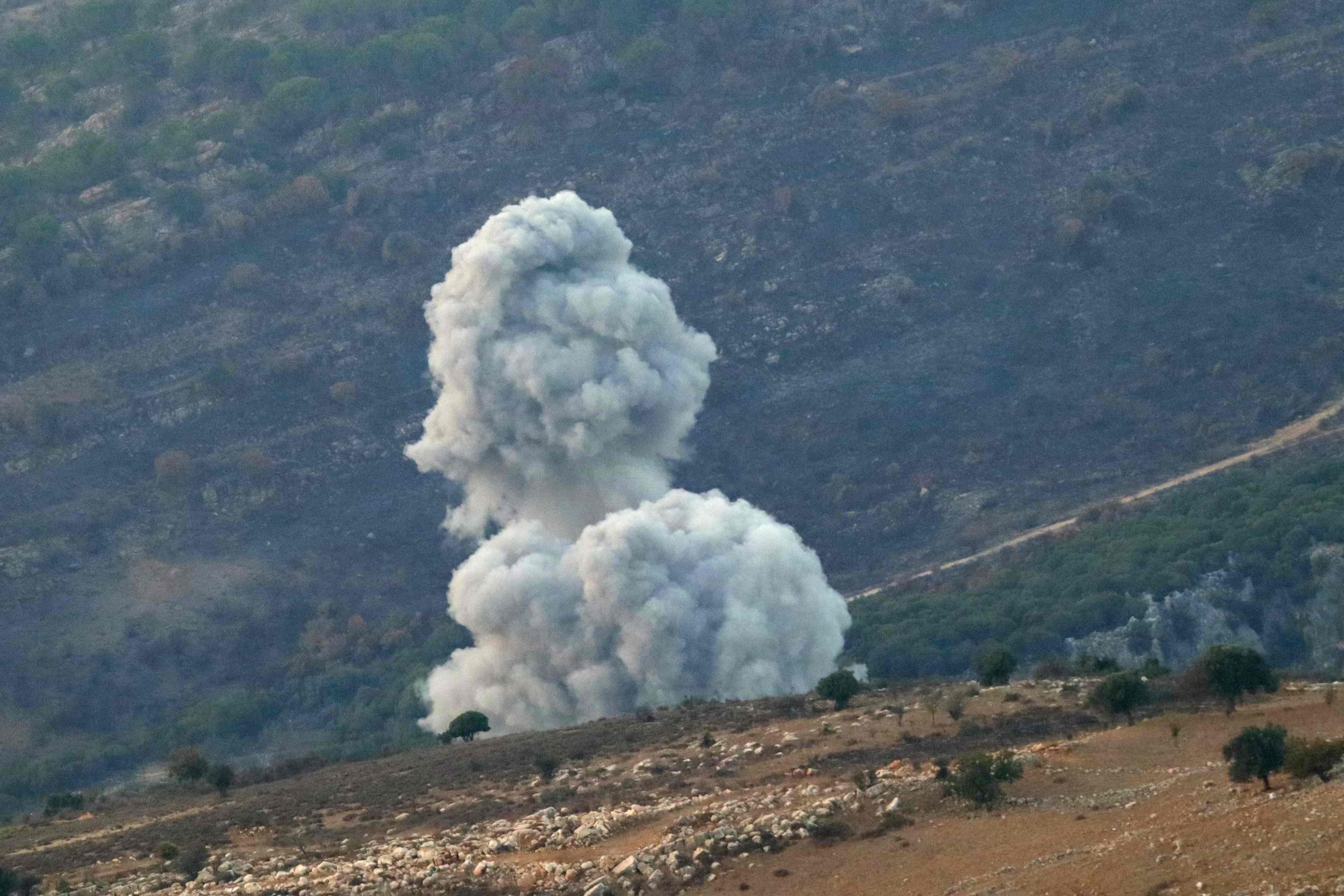 Smoke rises from the site of an Israeli airstrike that targeted the Lebanon’s southern area of Mahmoudiyeh. Photo: AFO