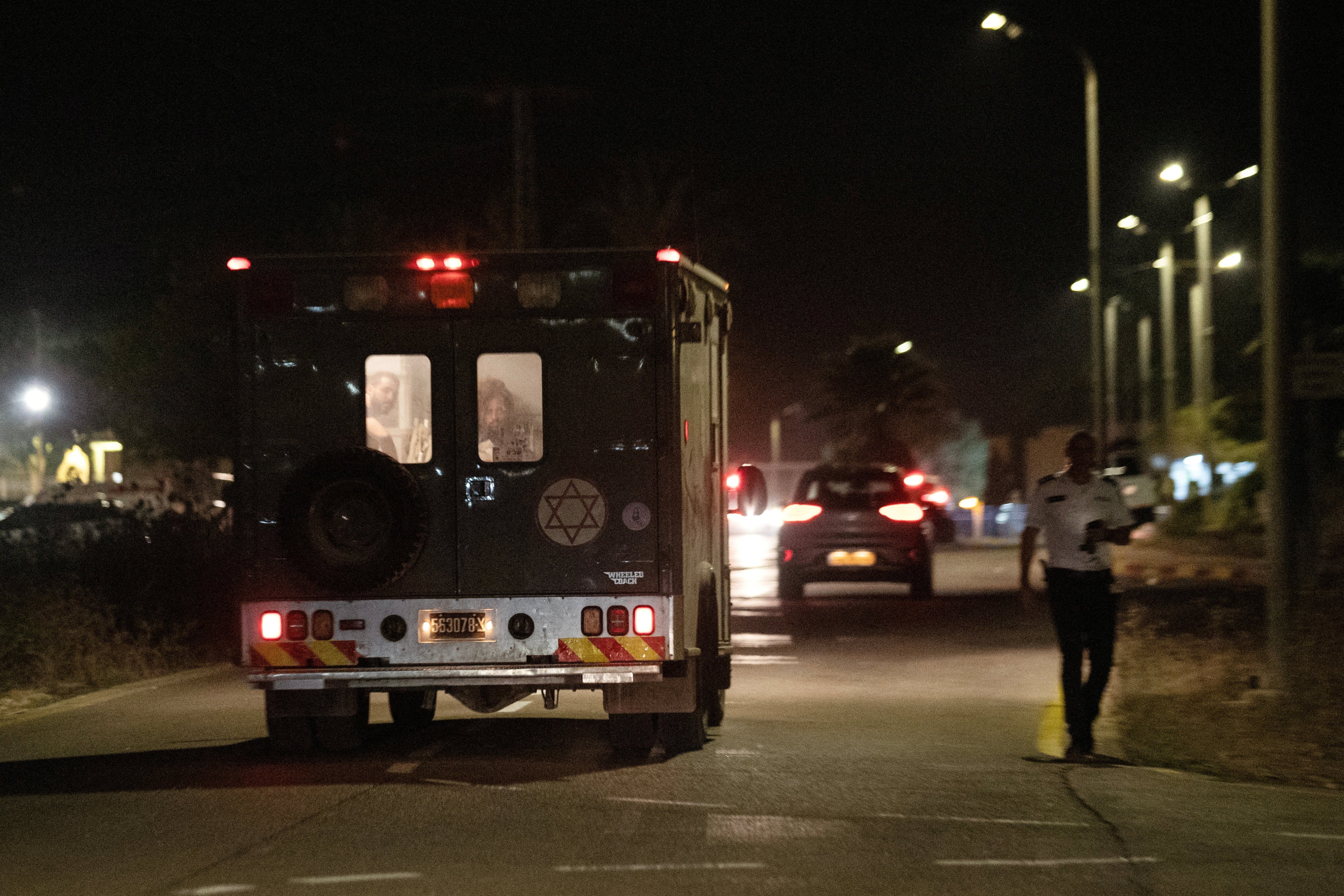 A military ambulance near the scene where a drone from Lebanon attacked Israel. Photo: Reuters