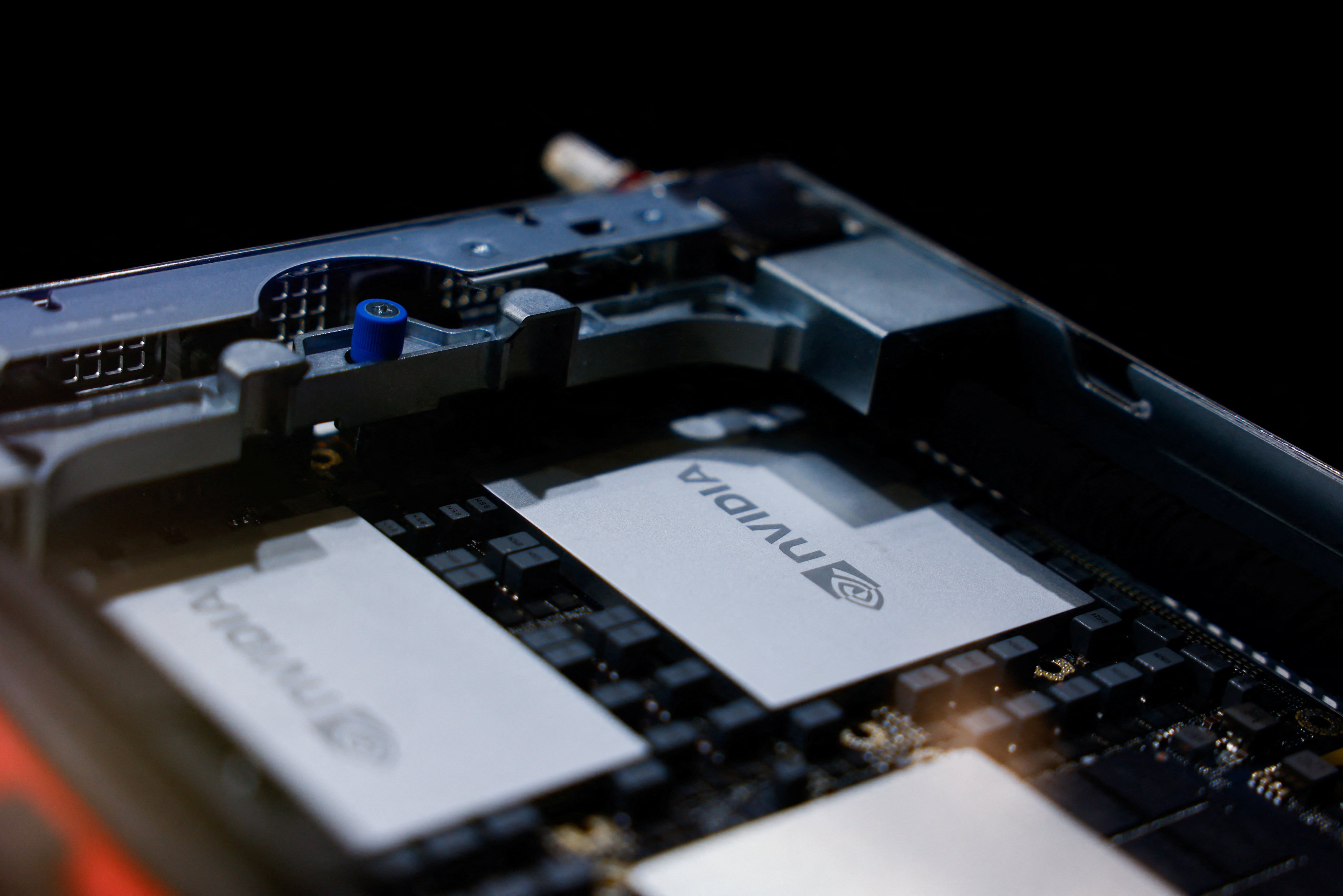 An Nvidia GPU is seen inside a computer server displayed at Foxconn’s annual tech day in Taipei, Taiwan. Photo: Reuters