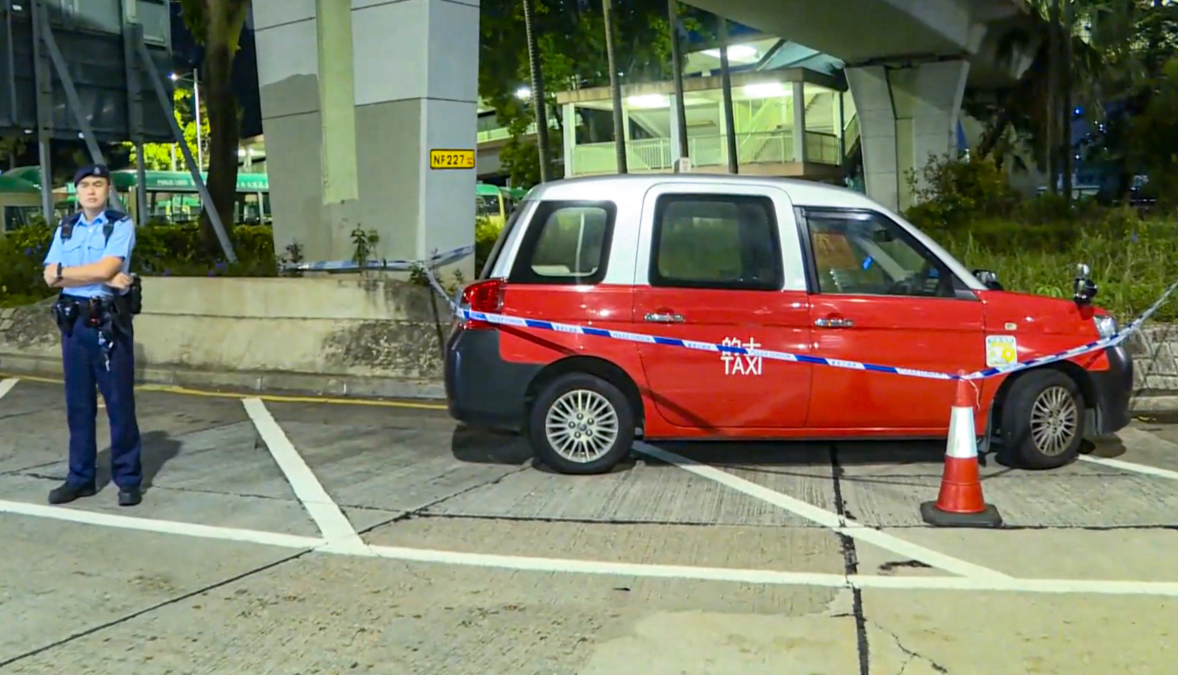 The incident happened while the taxi was travelling along Tolo Highway in Tai Po, police said. Photo: Handout