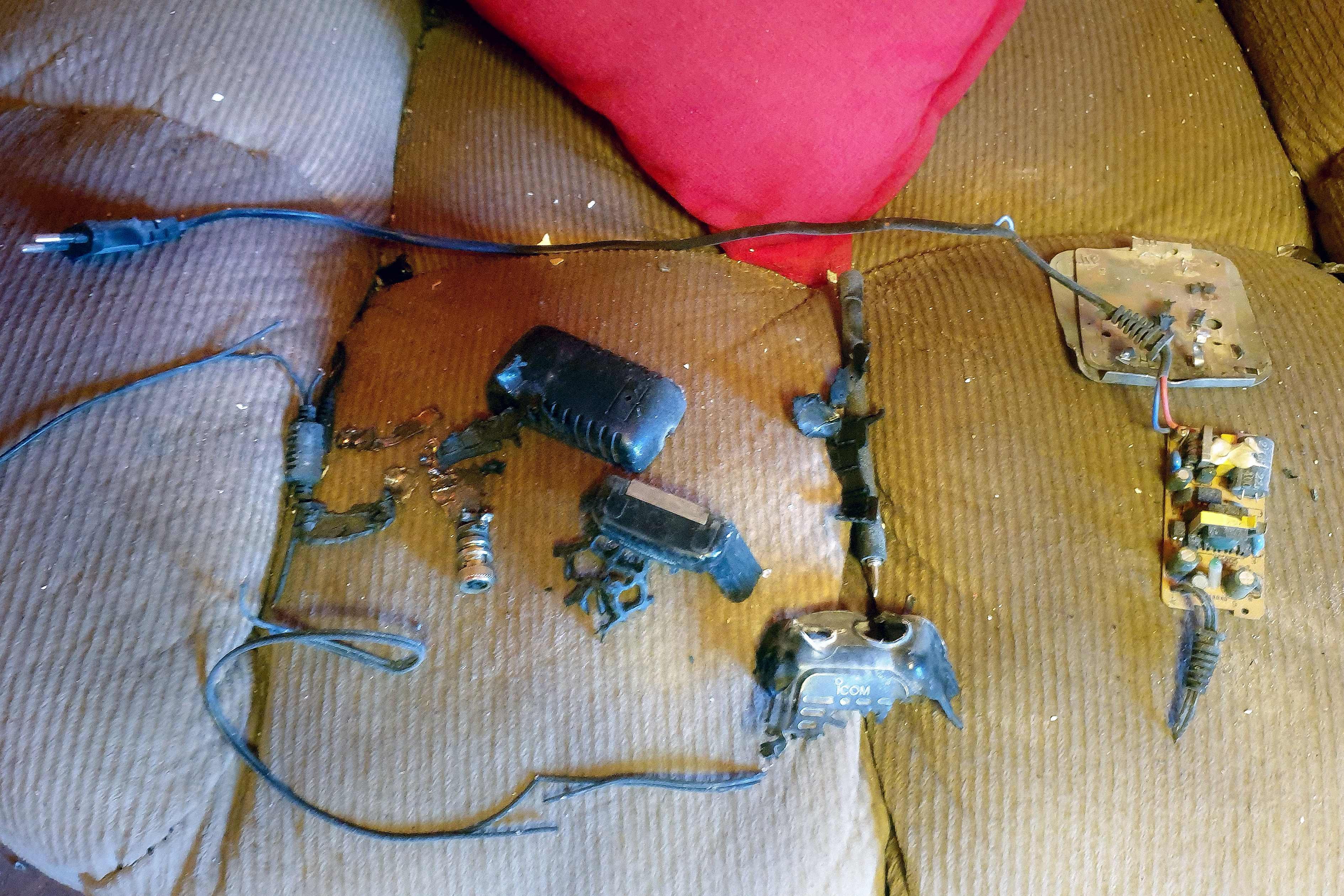 The remains of an exploded radio device are seen inside a house in eastern Lebanon. The attacks last month have left Hezbollah in disarray. Photo: AFP