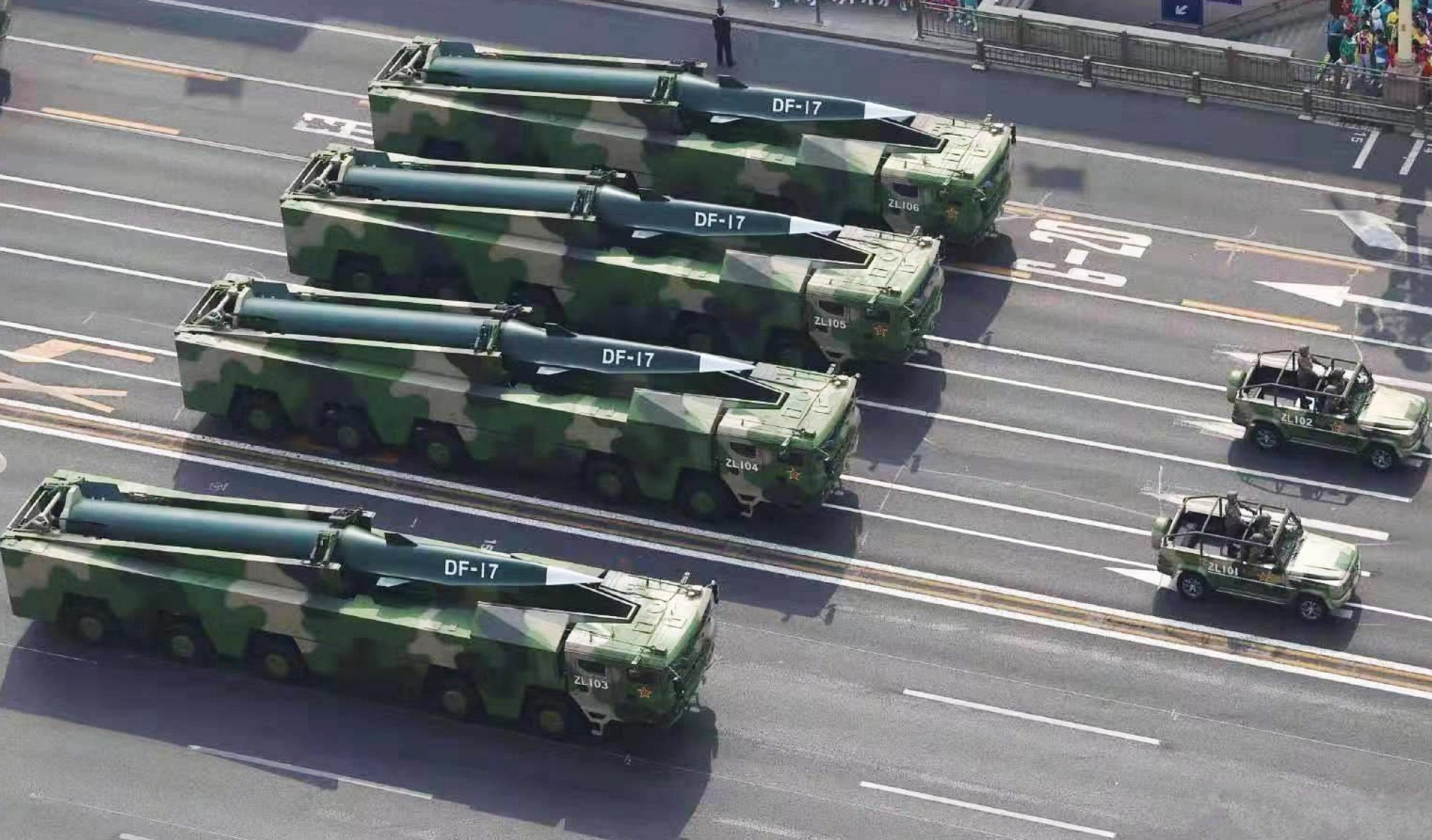 Chinese military vehicles haul DF-17s during a parade to commemorate China’s 70th anniversary on October 1, 2019. Photo: Handout