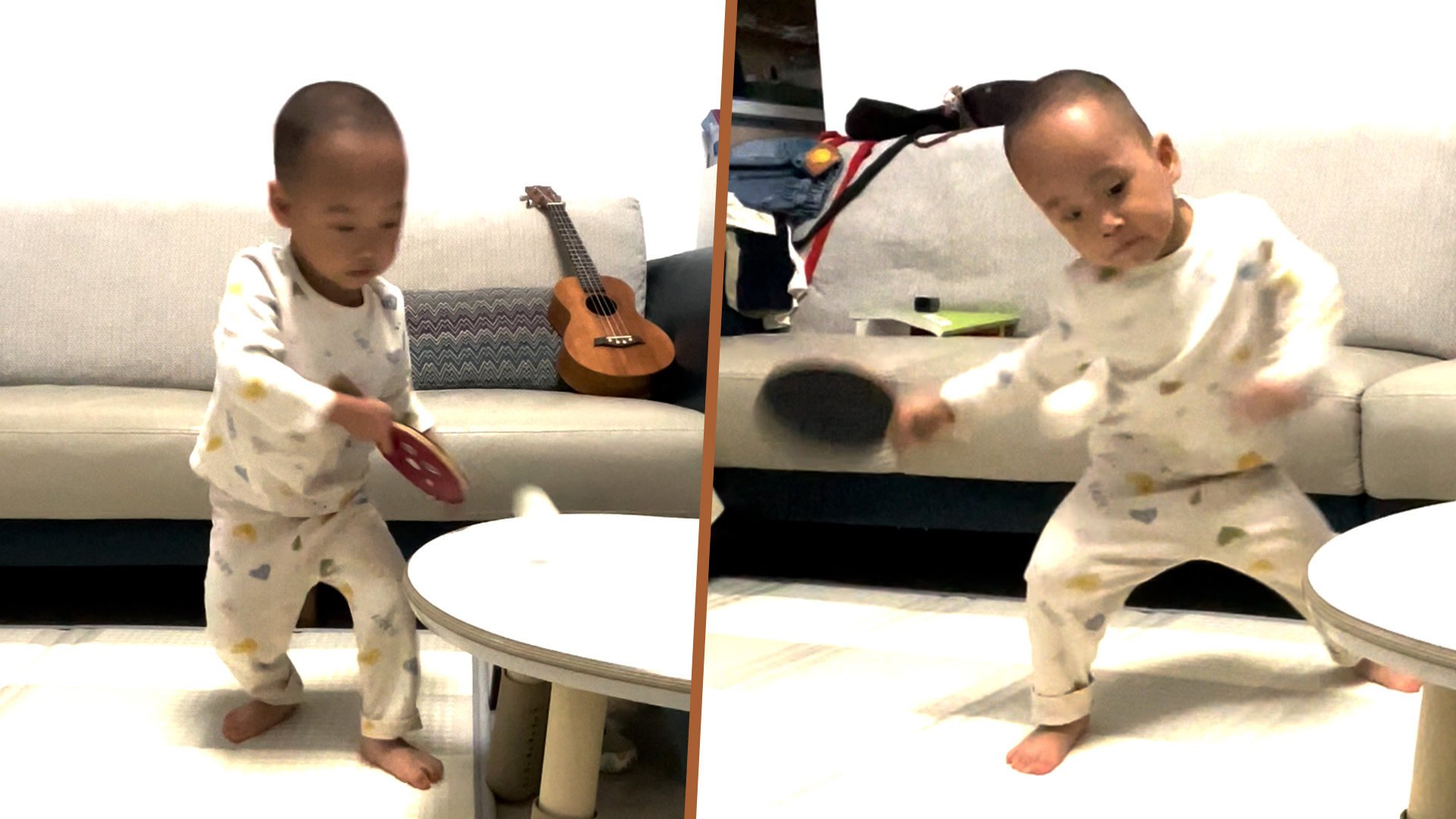 A three-year-old table tennis prodigy in China is captivating social media with his impressive skills. Photo: SCMP composite/Douyin