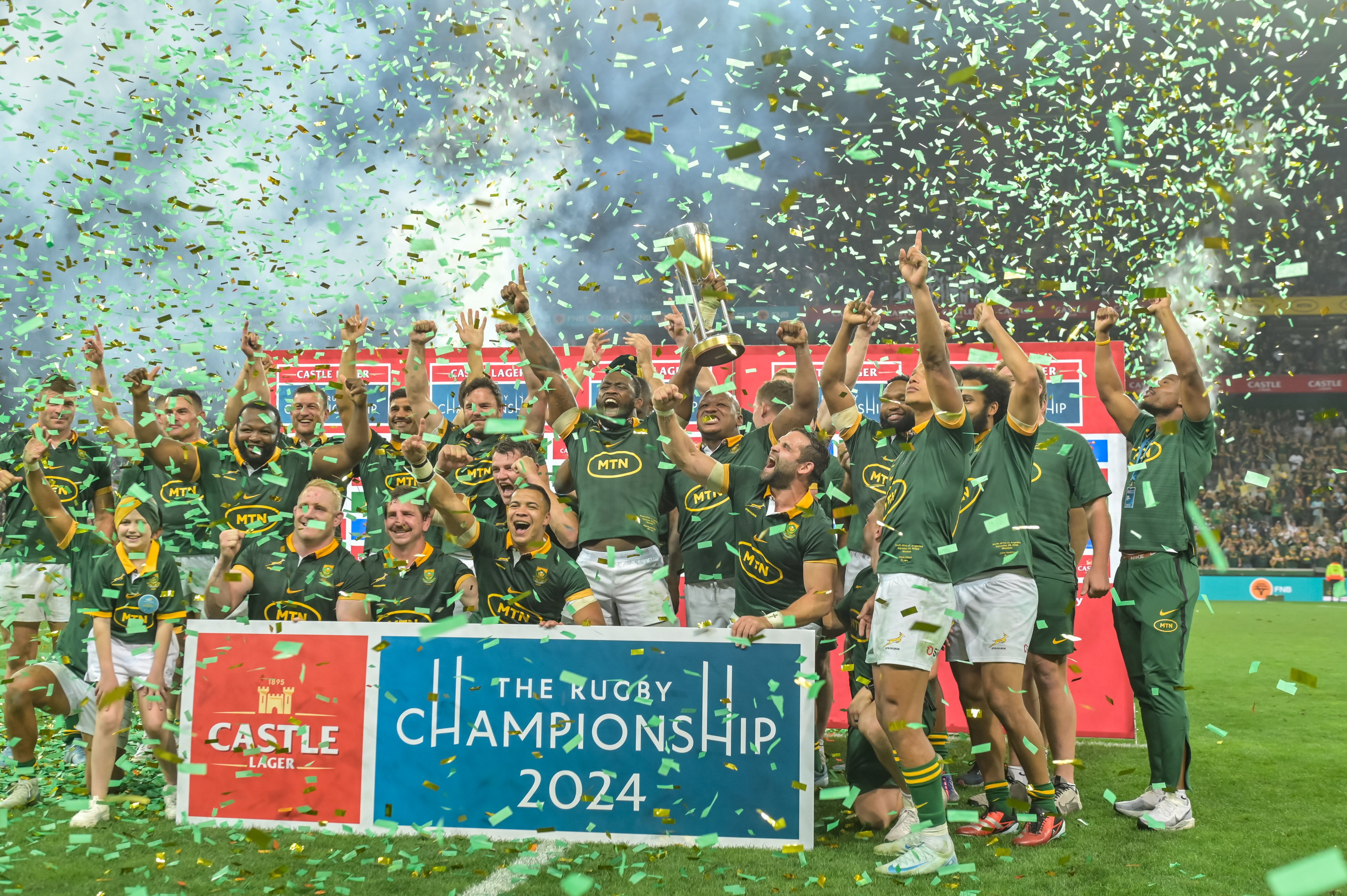 The Springboks celebrate after winning the 2024 Rugby Championship. Photo: EPA-EFE