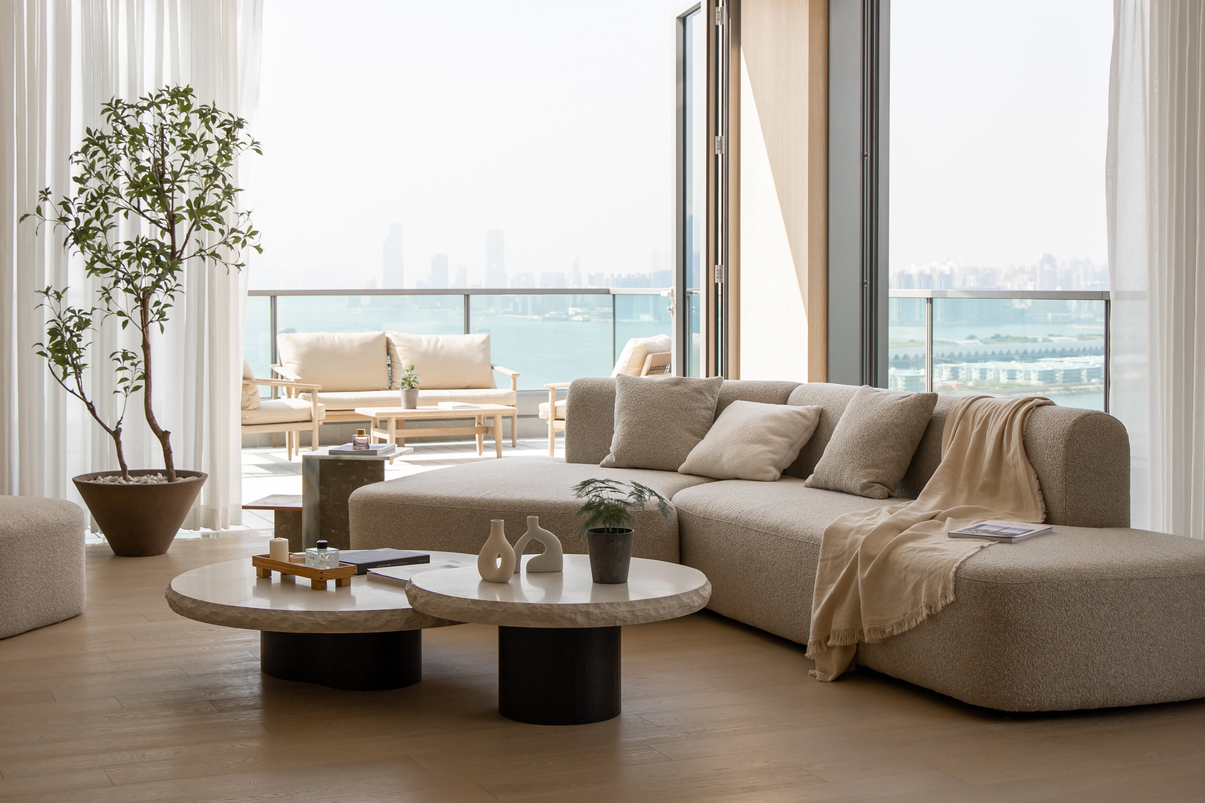 The living room in the Lam Tin, Hong Kong, duplex designed by JAAK Design. Photo: Calvin Cheng of JAAK