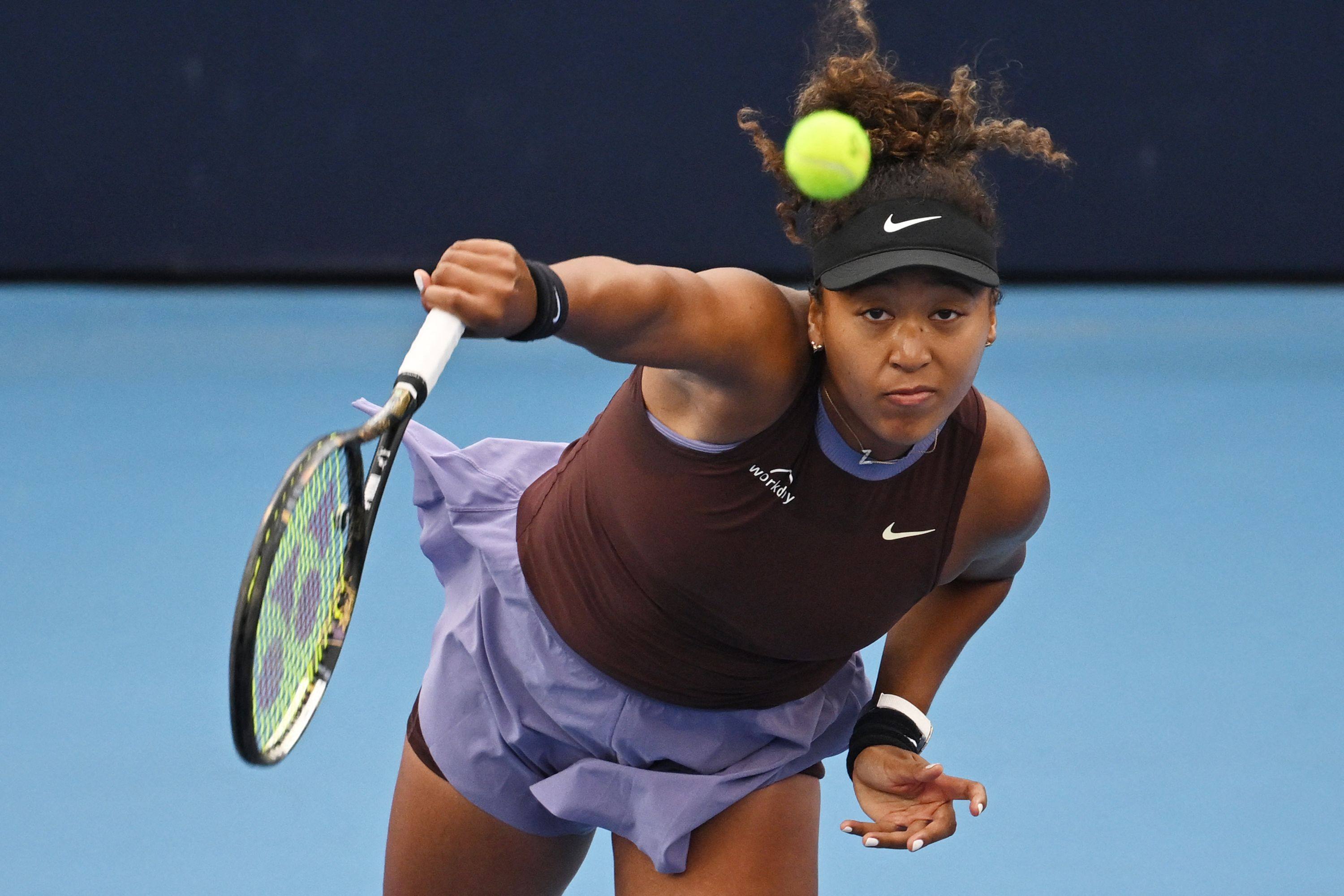 Naomi Osaka serves at the China Open in Beijing. Photo: AFP