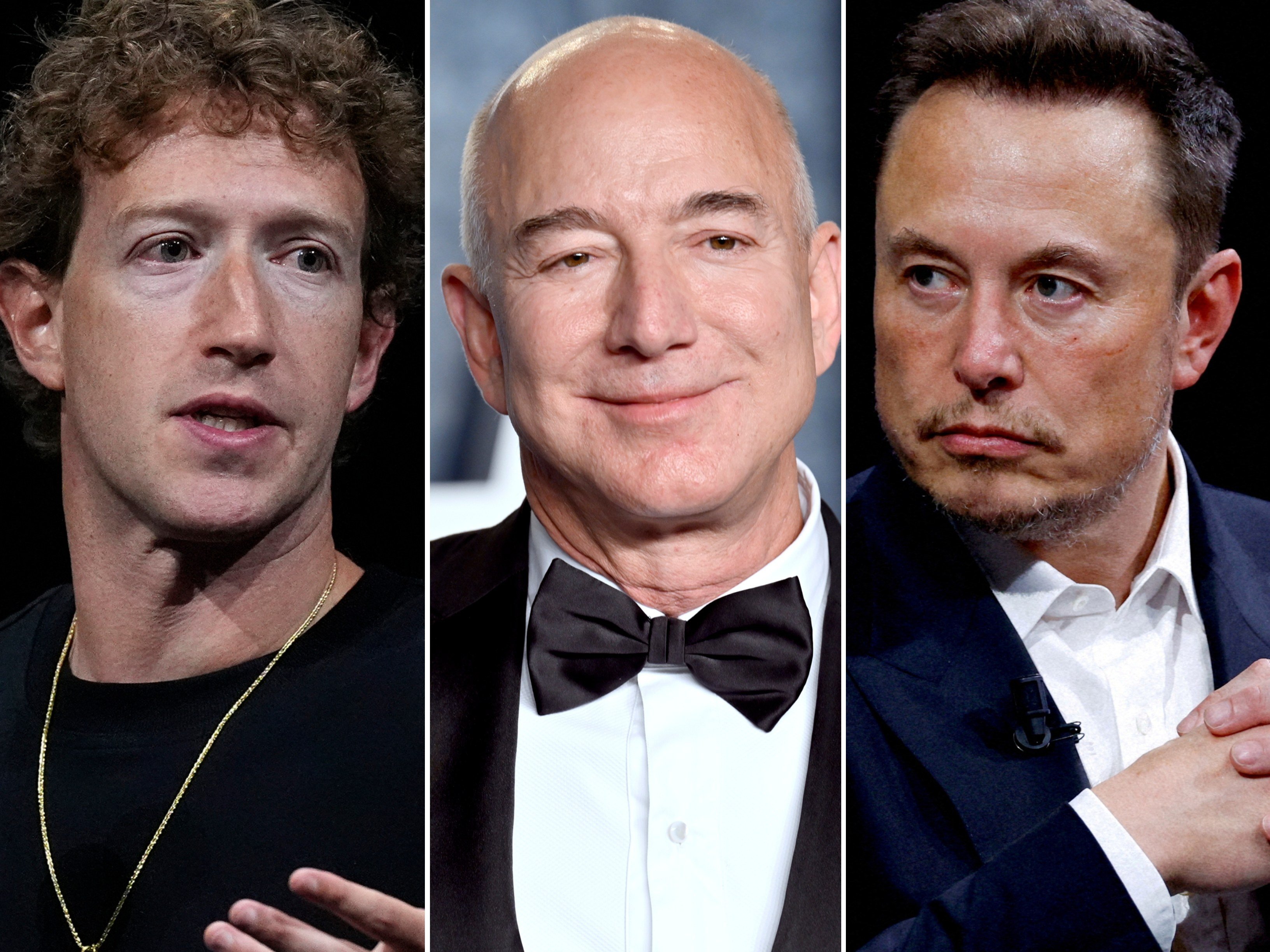 Meta founder Mark Zuckerberg, Amazon founder Jeff Bezos, and Tesla founder Elon Musk are all worth over US$100 billion. Photos: Reuters/AP