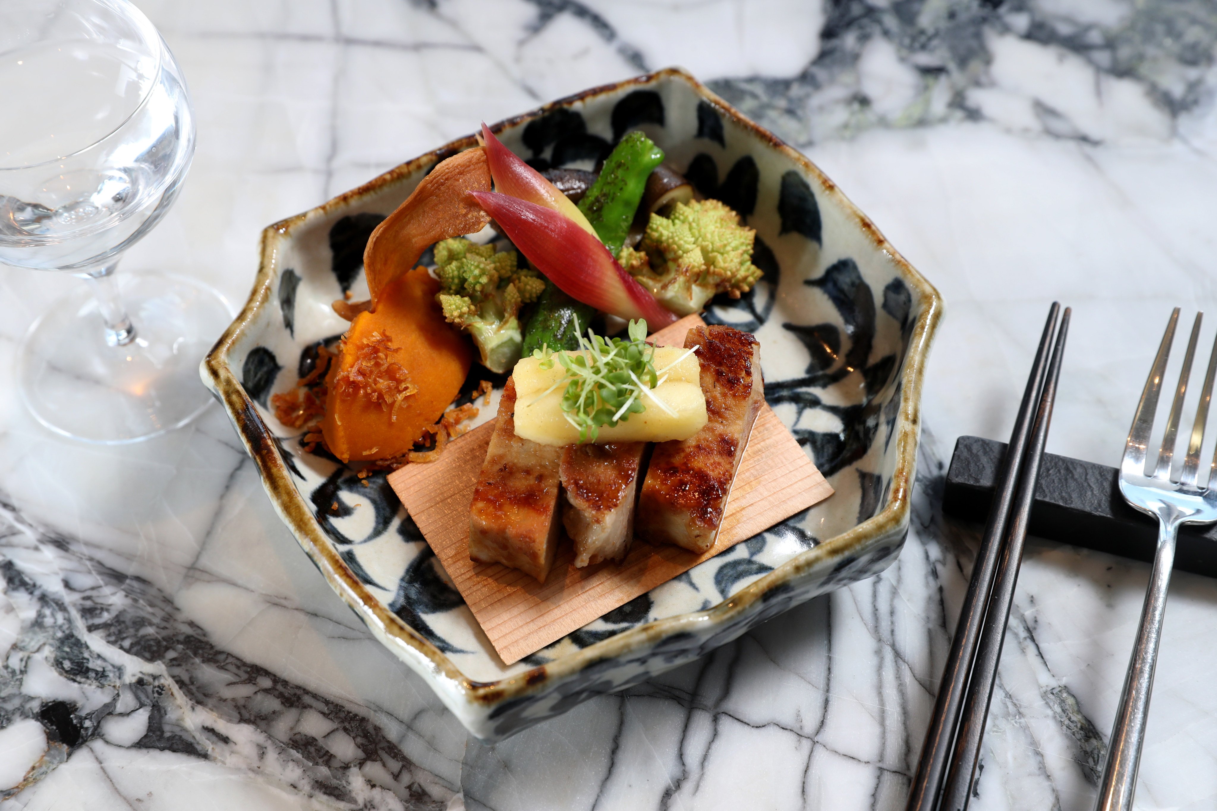 Iberico pork with apple miso and seasonal vegetables at Ryota Kappou Modern in Central. Photo: Winson Wong