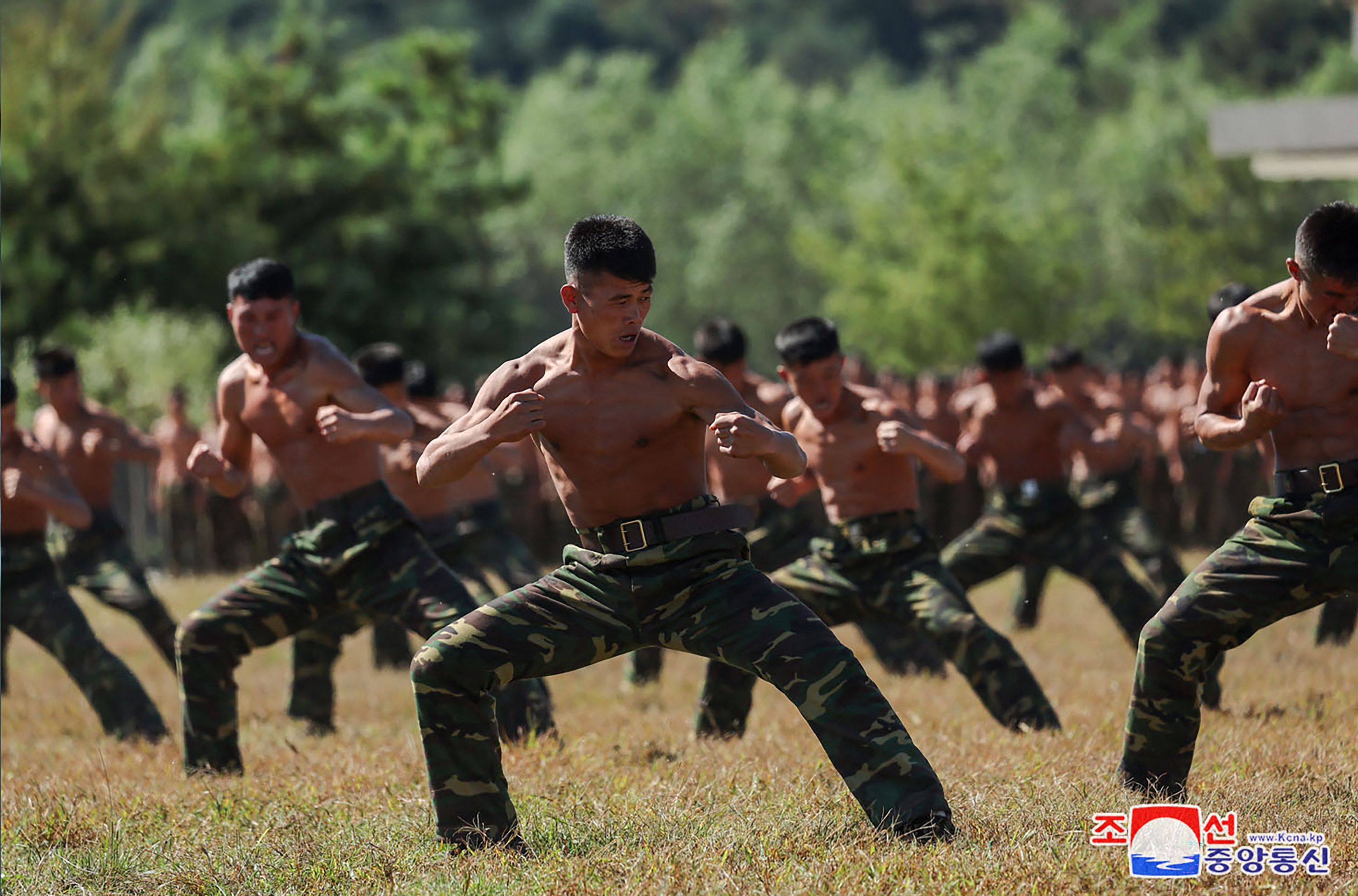 Troops train at a special operations forces base of the Korean People’s Army in North Korea. Photo: KCNA via KNS/AFP