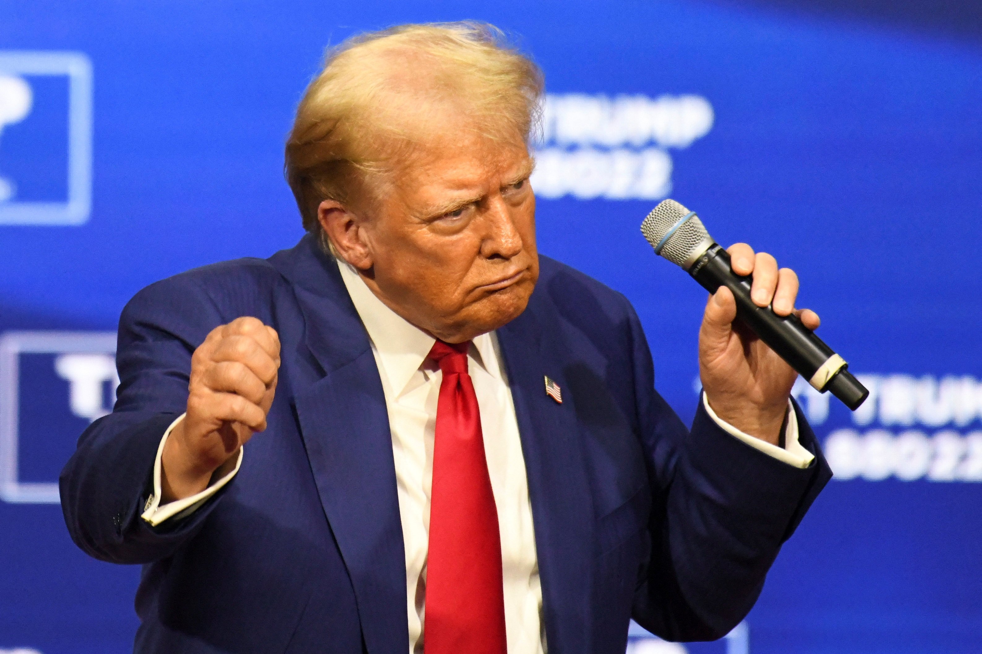 Republican US presidential nominee Donald Trump dances during a town hall campaign event in Oaks, Pennsylvania, on Monday. Photo: Reuters