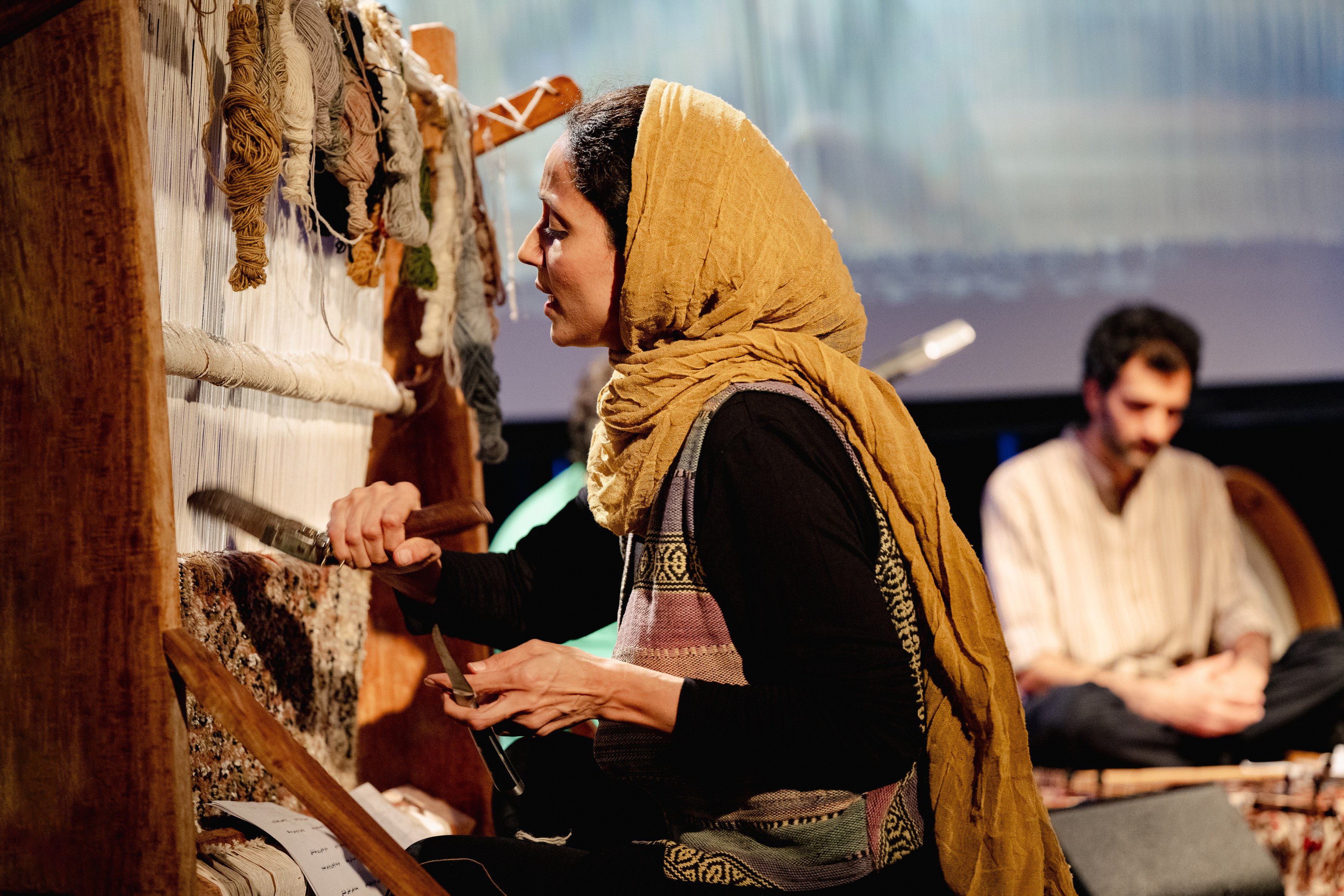 The neglected Persian tradition of ‘pattern singing’ by a carpet weaver, while accompanied by musicians, is featured in The Woven Sounds concert during Hong Kong’s Asia+ Festival. Photo: Liudmila Jeremies