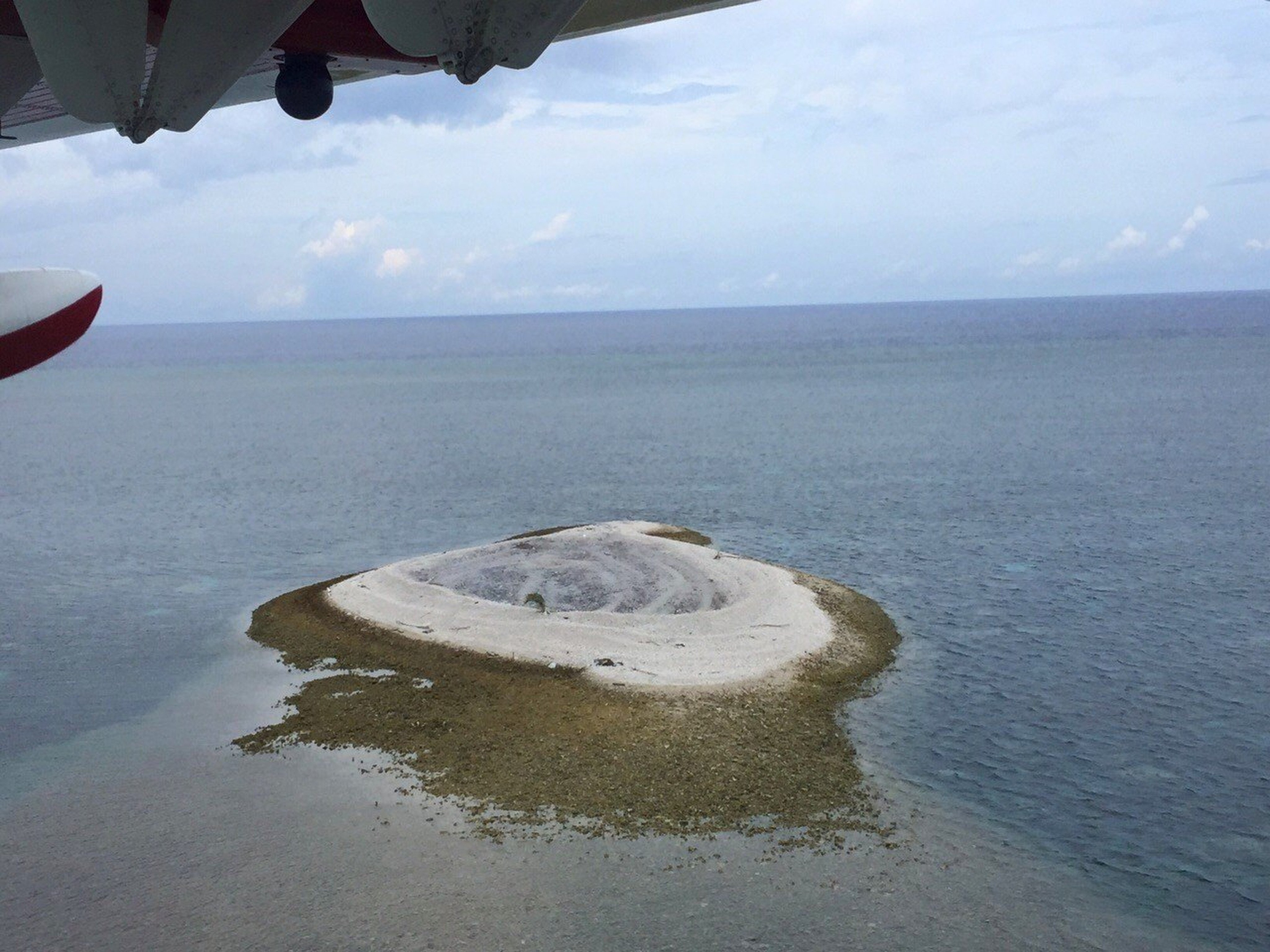 A photograph taken from a Malaysian maritime surveillance plane showing part of Luconia Shoals in the South China Sea. Photo: Handout