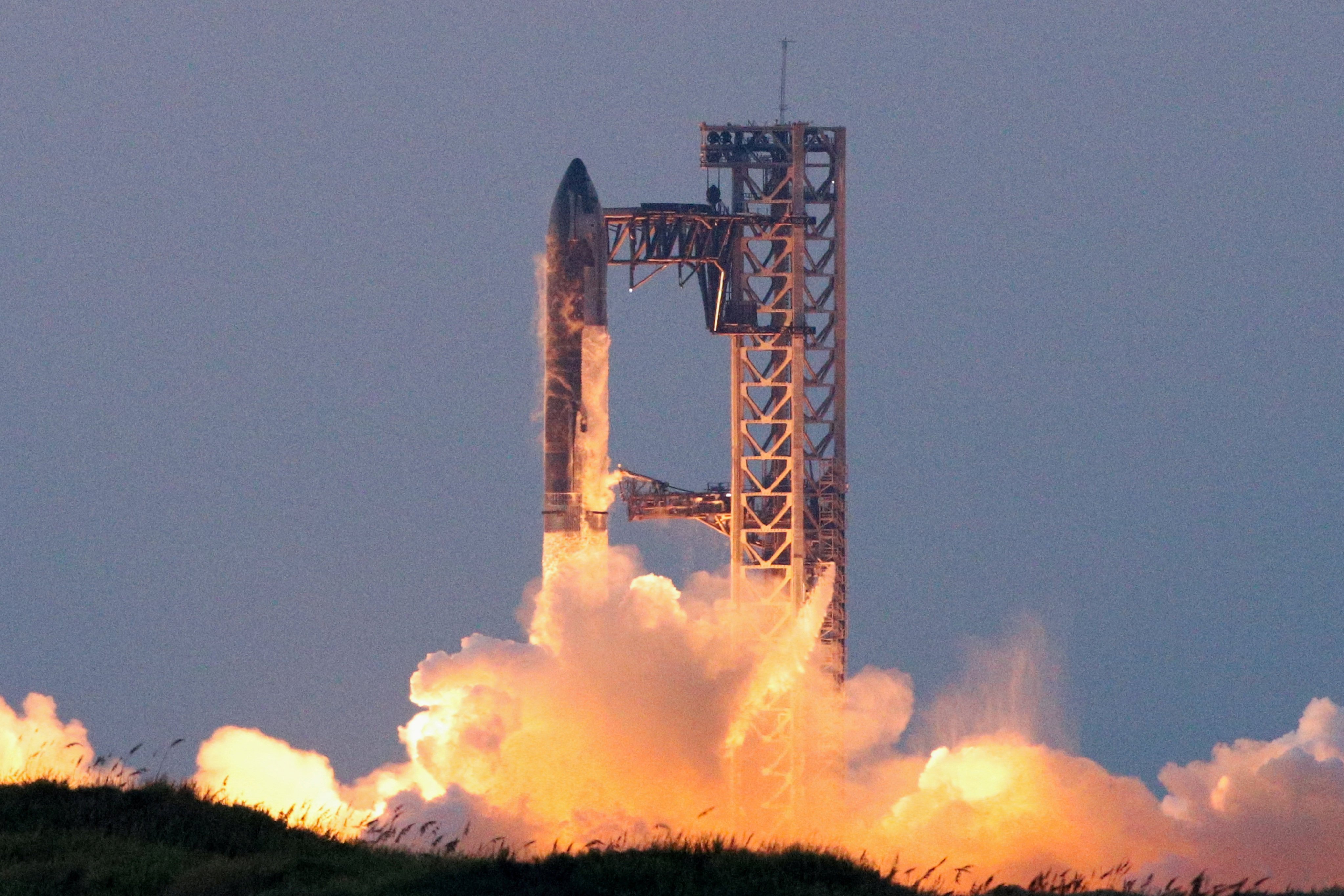 SpaceX’s Starship lifts off during its fifth flight test in Boca Chica, Texas, on Sunday. Photo: Reuters